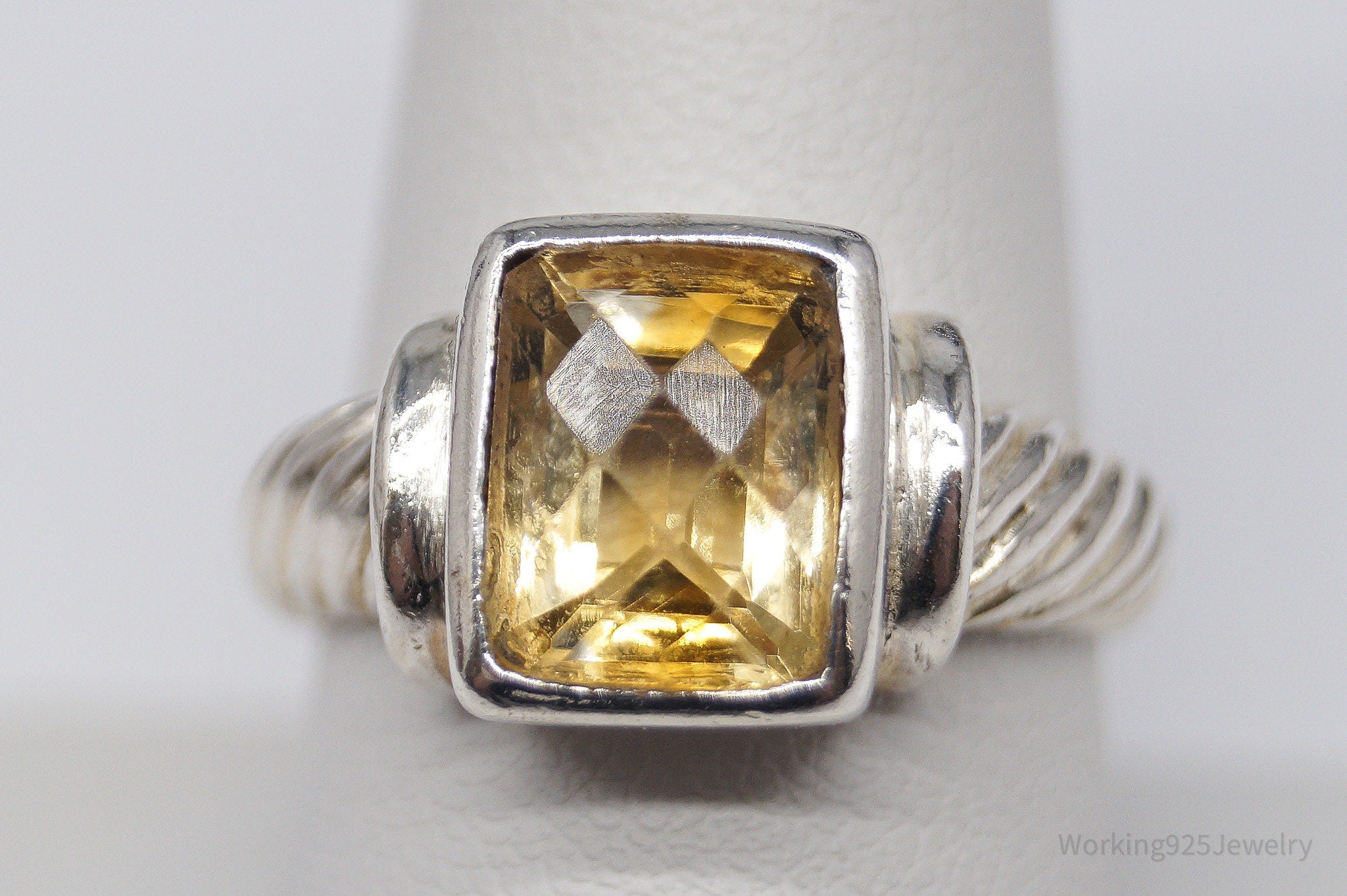 Vintage Citrine Sterling Silver Ring - Size 8.75