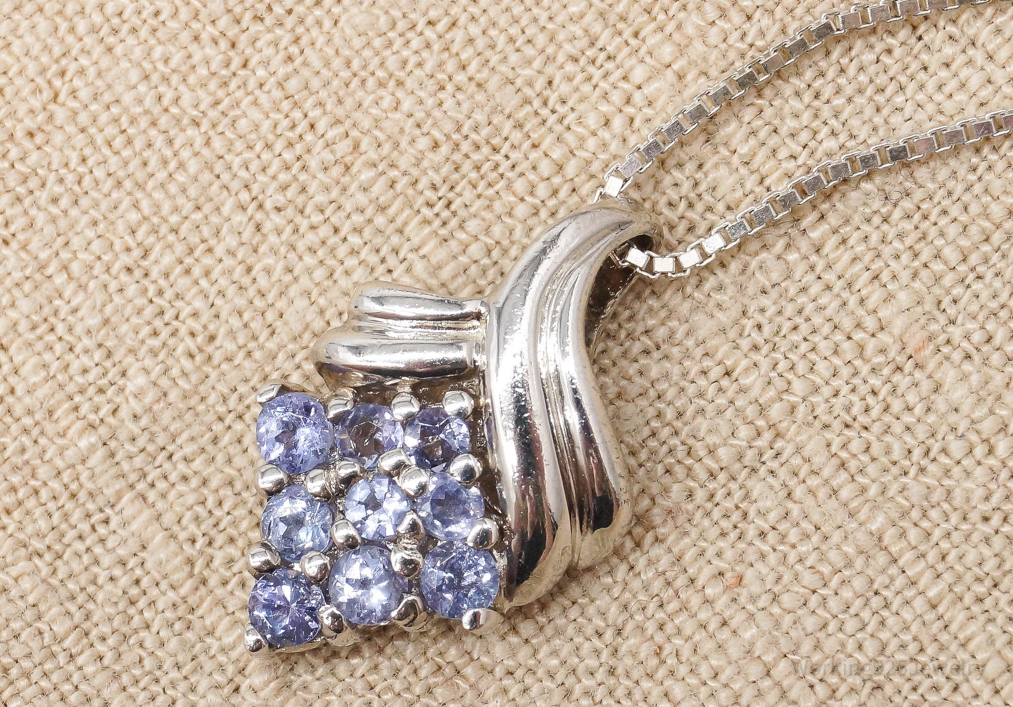 Vintage Tanzanite Sterling Silver Necklace 18"