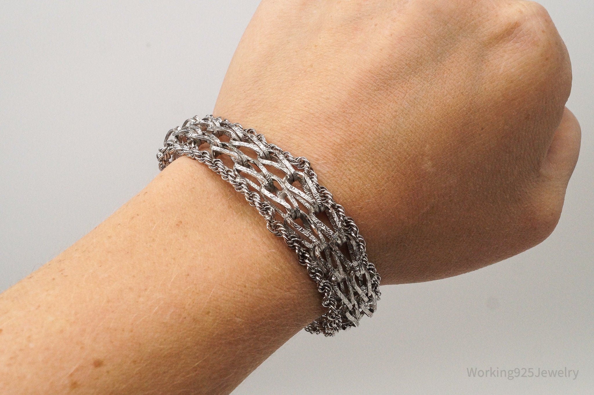 Vintage Wide Sterling Silver Chainlink Bracelet