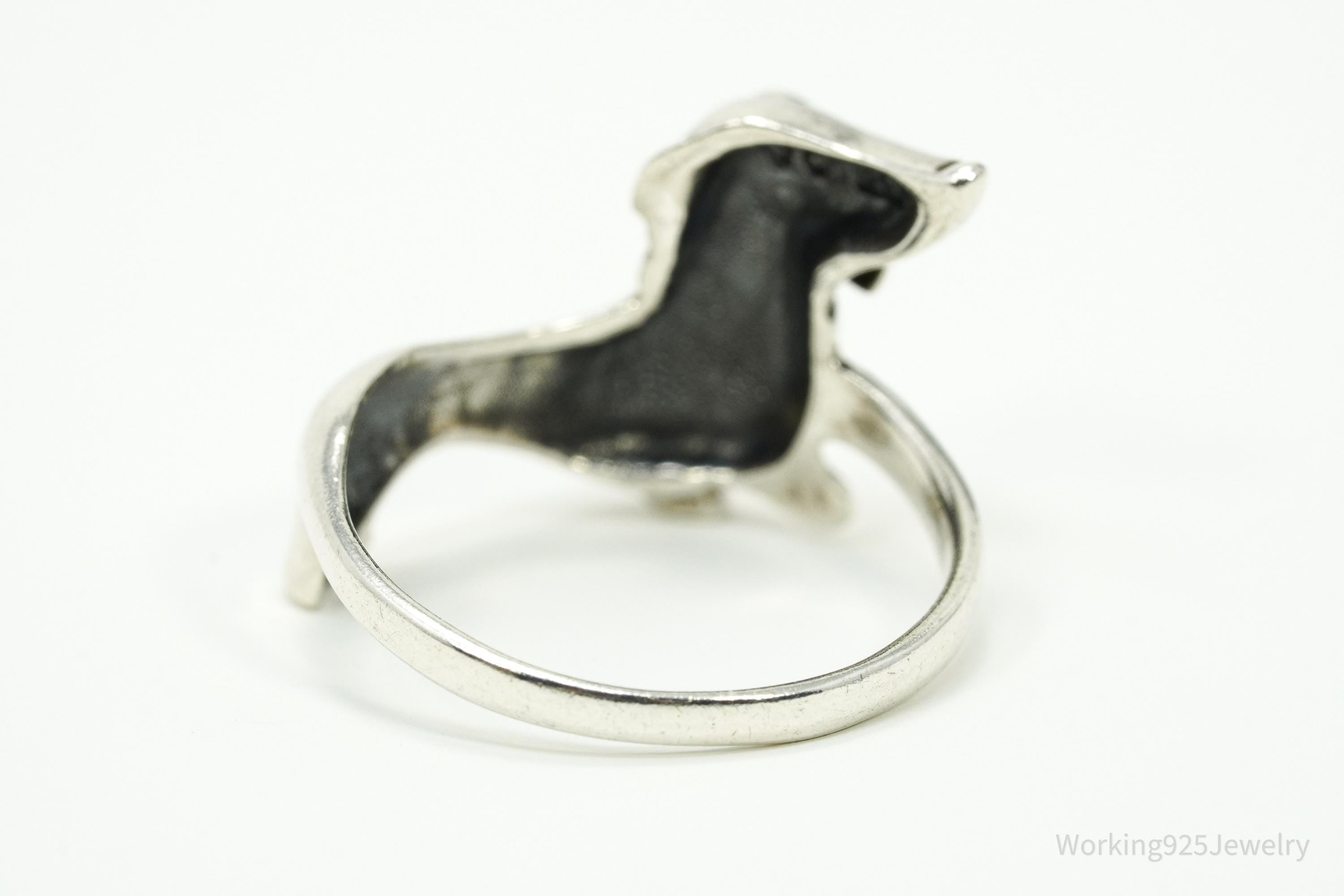Vintage Dachshund Sterling Silver Ring - Size 6