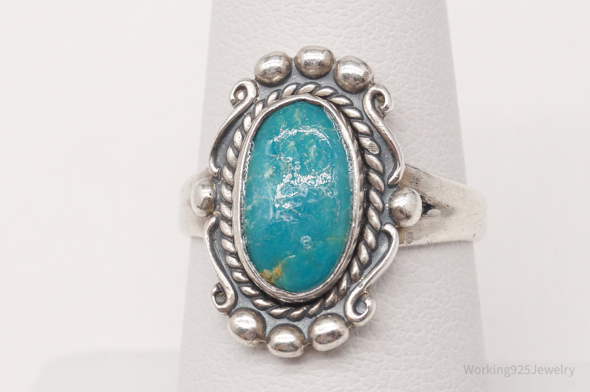 Vintage Bell Trading Post Turquoise Sterling Silver Ring - Size 7.5