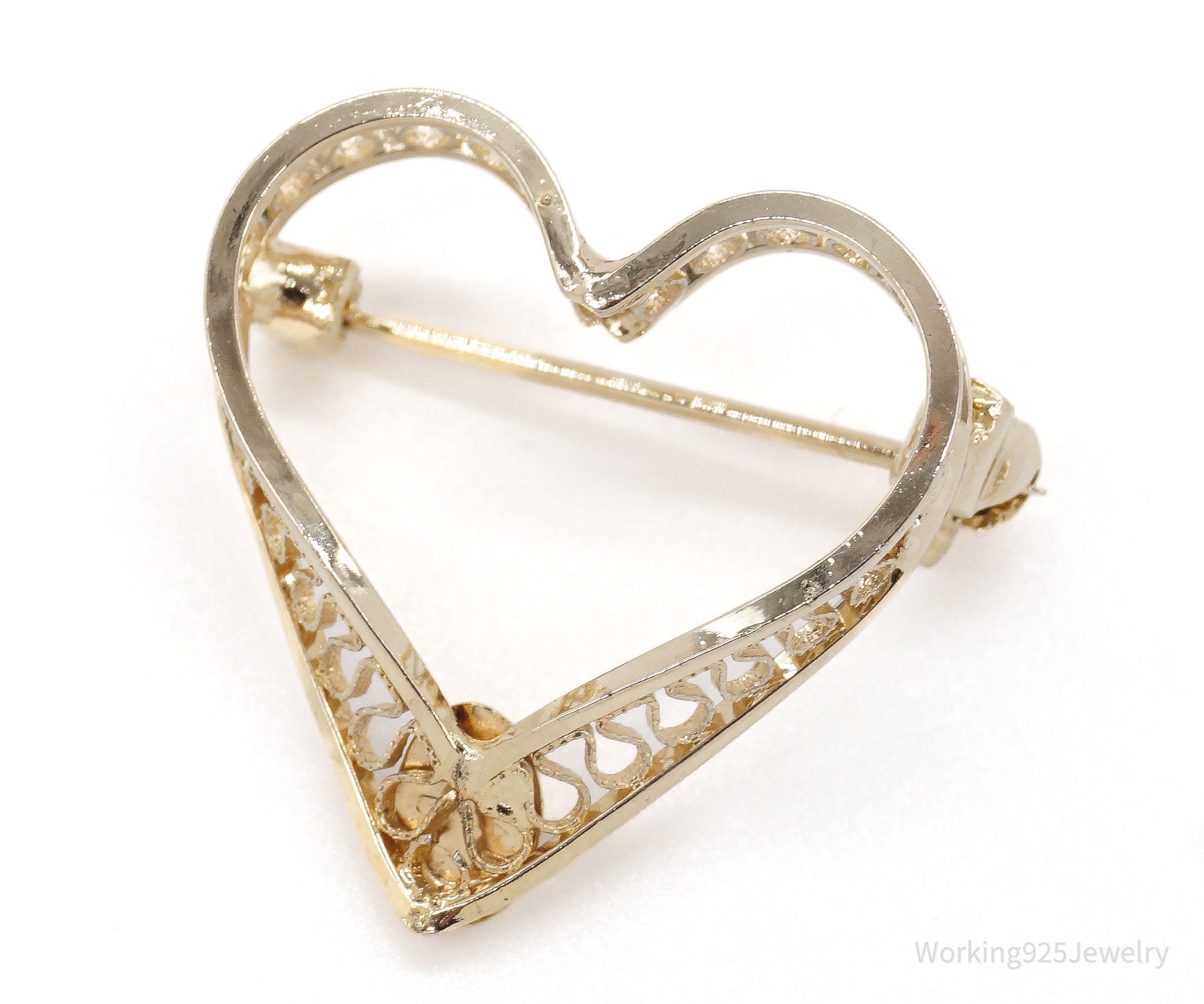 Vintage 12K Gold Filled Heart Brooch Pin