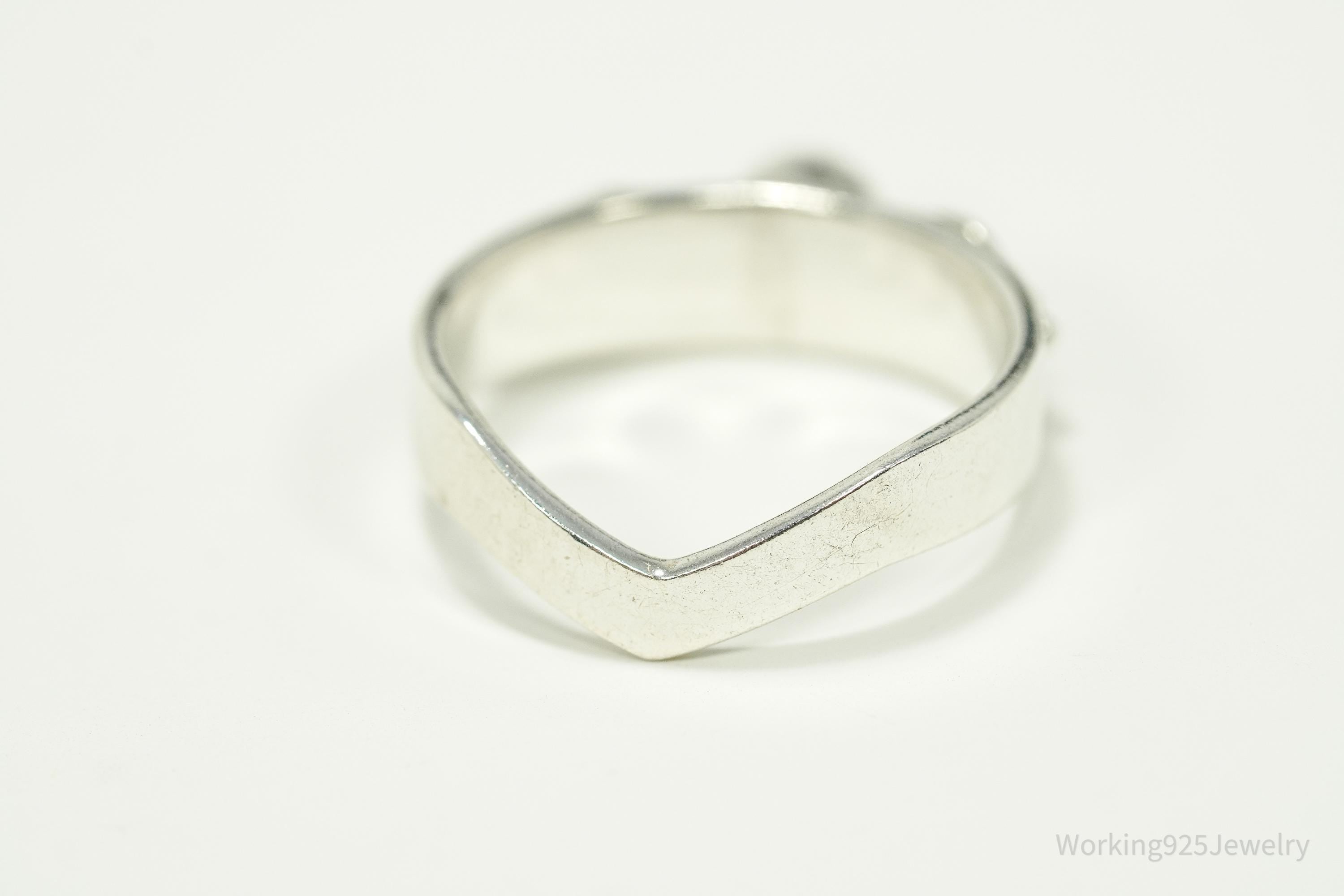 Vintage White Pearl Silver Ring - Size 5.75