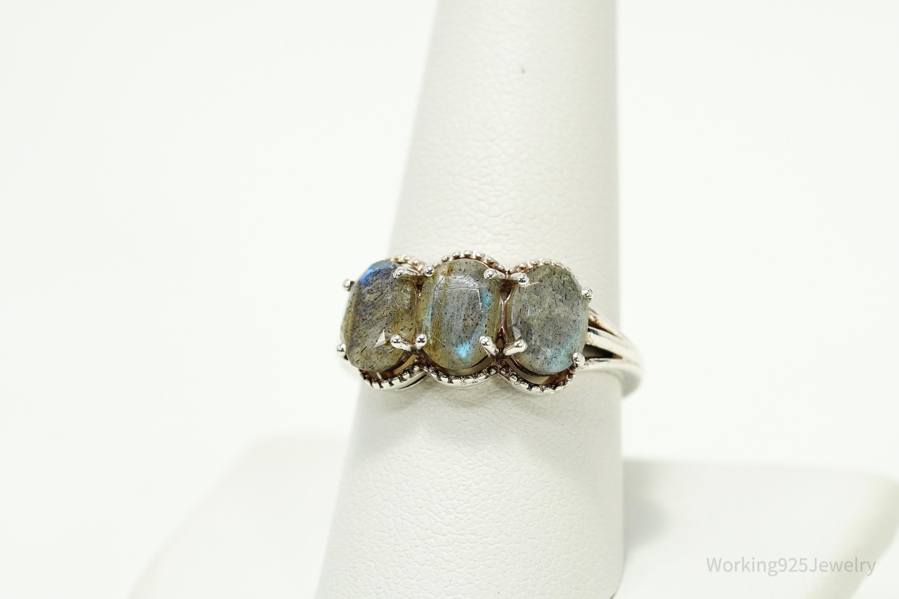 Vintage Labradorite Sterling Silver Ring - Size 9
