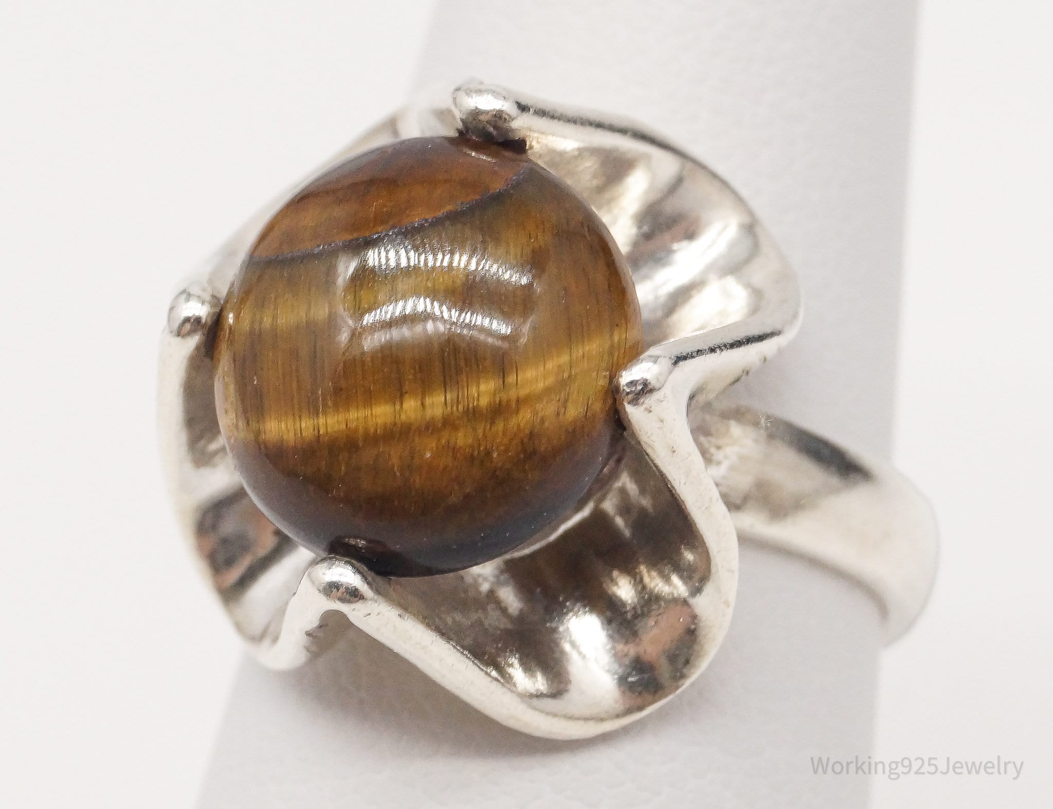 Vintage Mexico Tigers Eye Sterling Silver Ring - Size 6.75