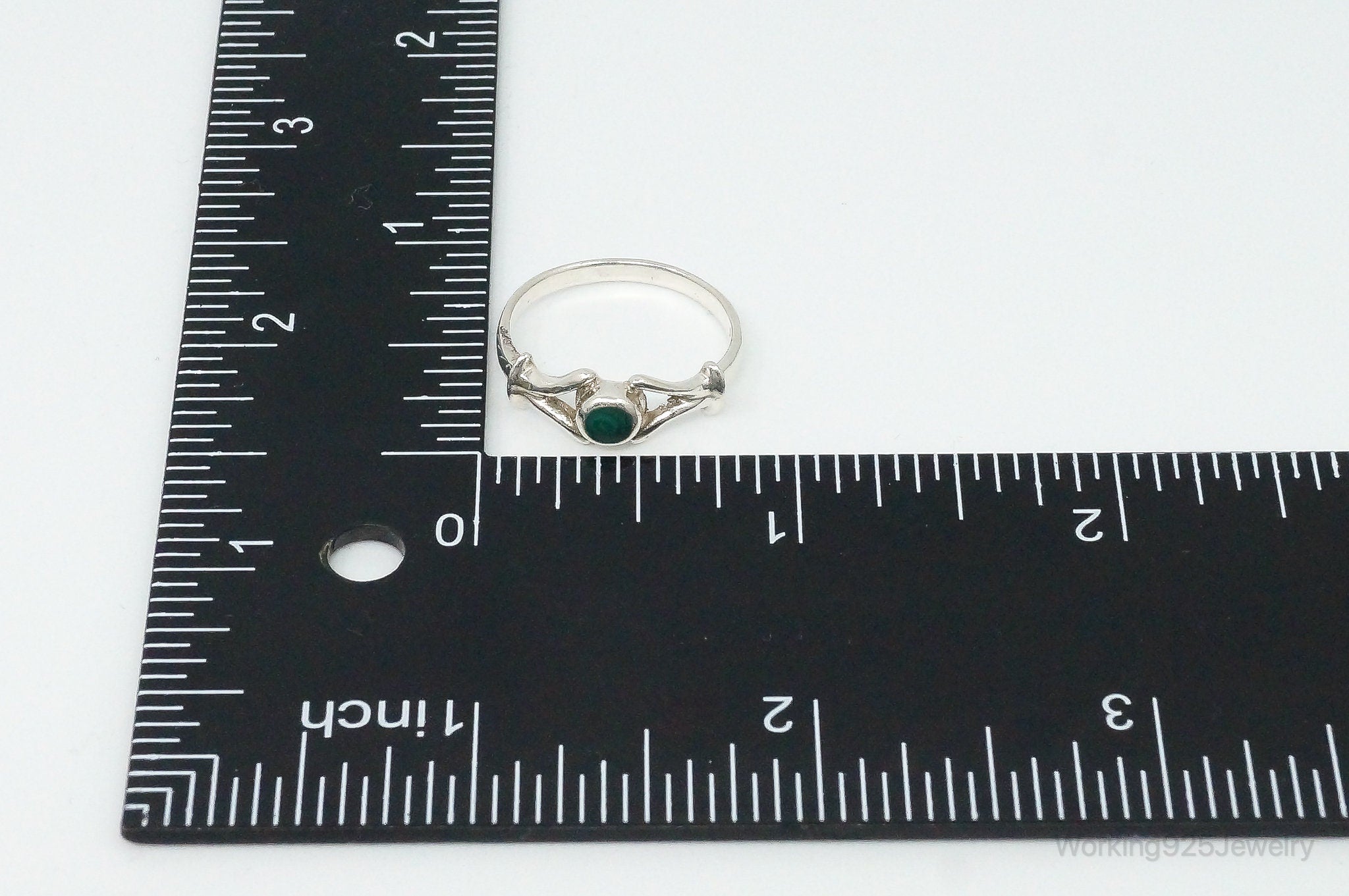 Vintage Malachite Sterling Silver Ring - Size 7.75