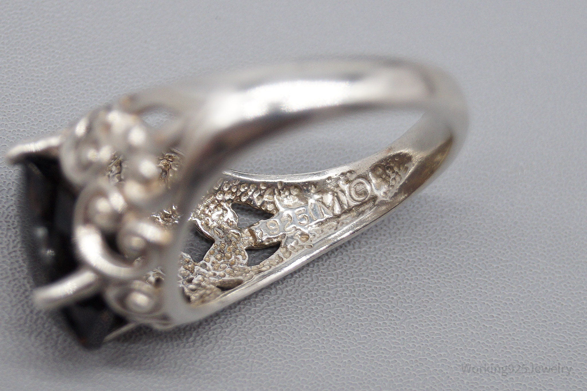 Vintage Large Smoky Topaz Sterling Silver Ring - Size 7.75