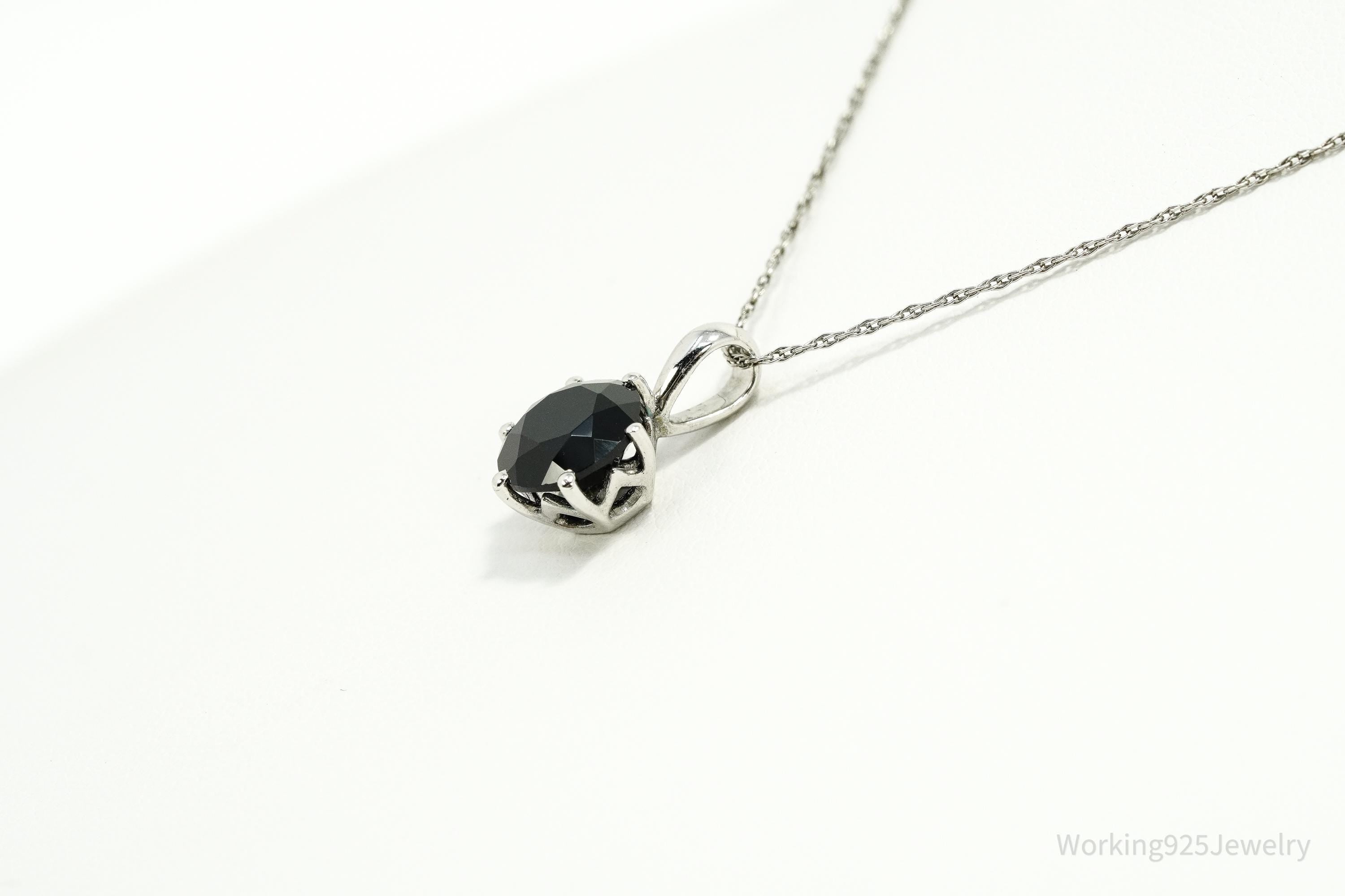 BBJ Black Spinel Rhodium Over Sterling Silver Necklace 17"