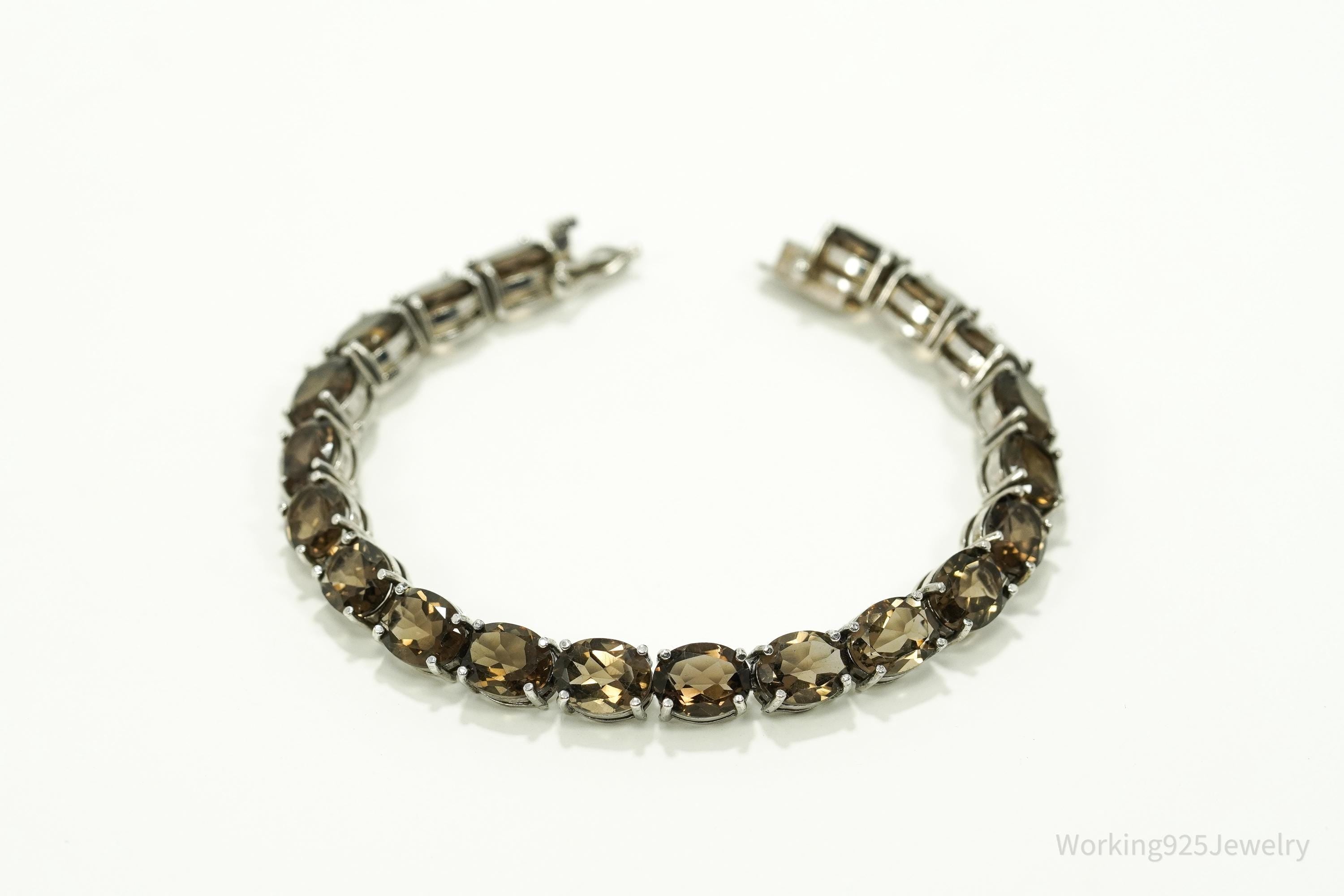 Vintage Smoky Topaz Sterling Silver Bracelet - 7.5"