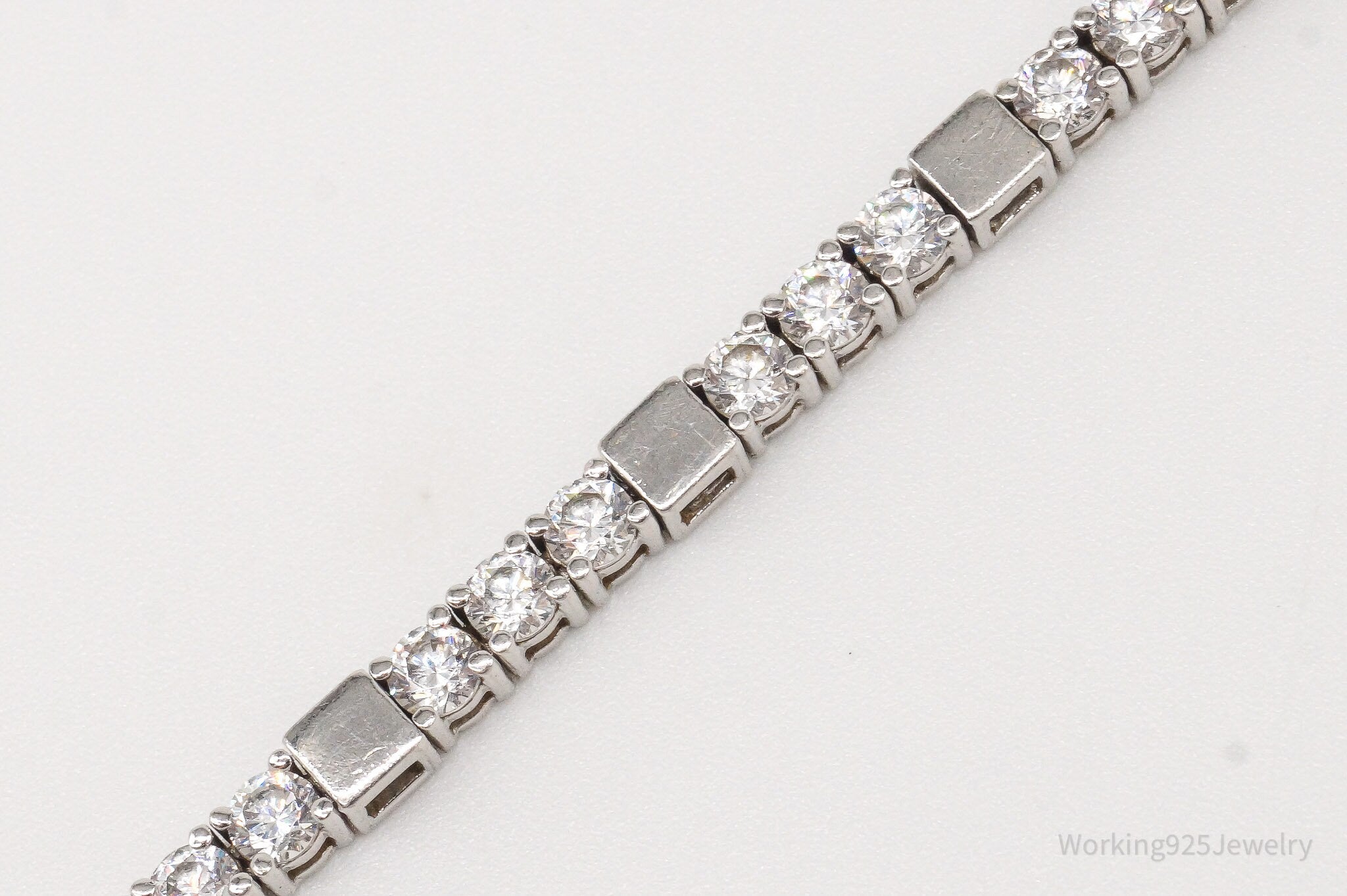 Vintage Cubic Zirconia Sterling Silver Tennis Bracelet