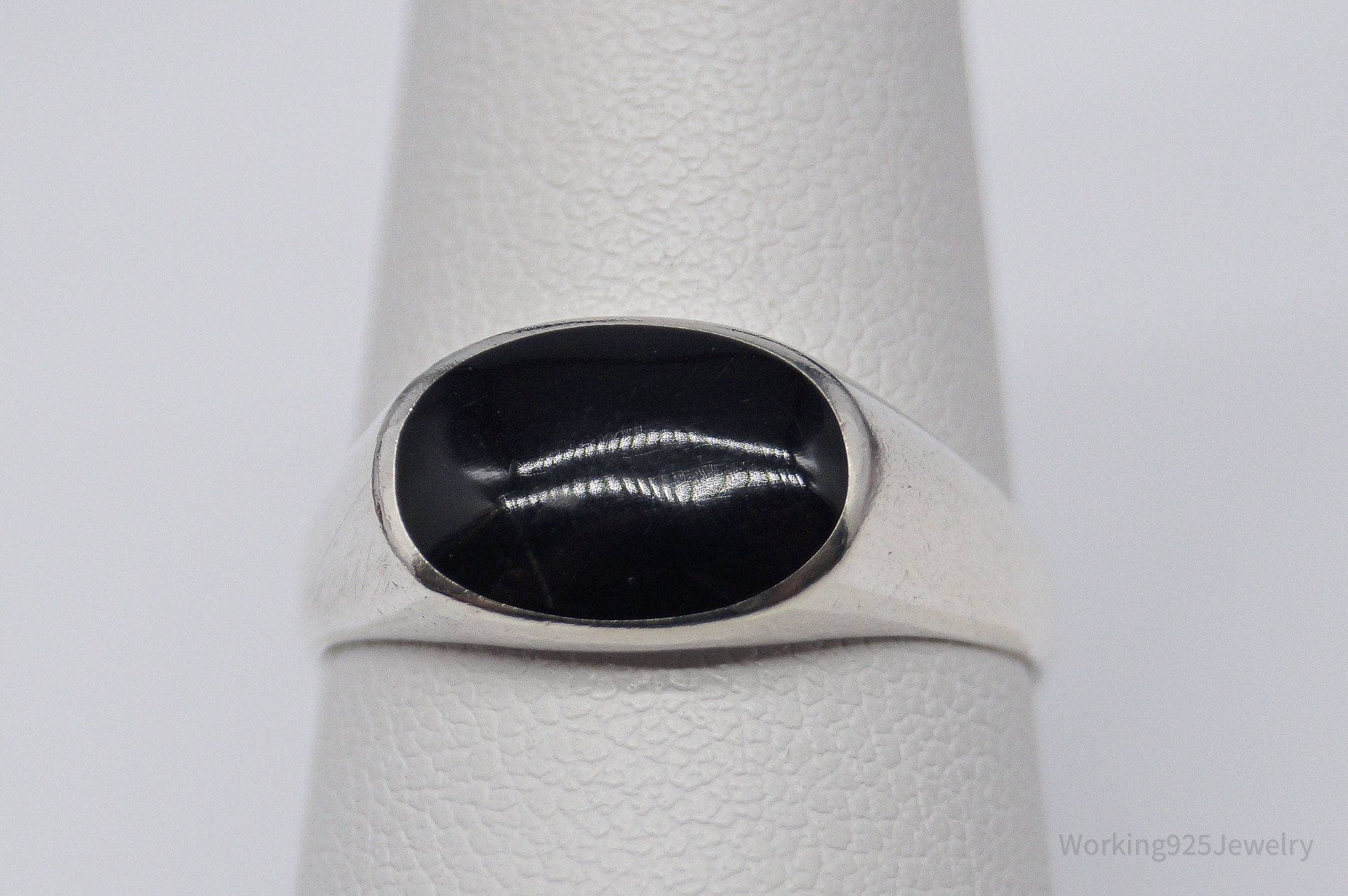 Vintage Black Onyx Sterling Silver Ring - Size 8