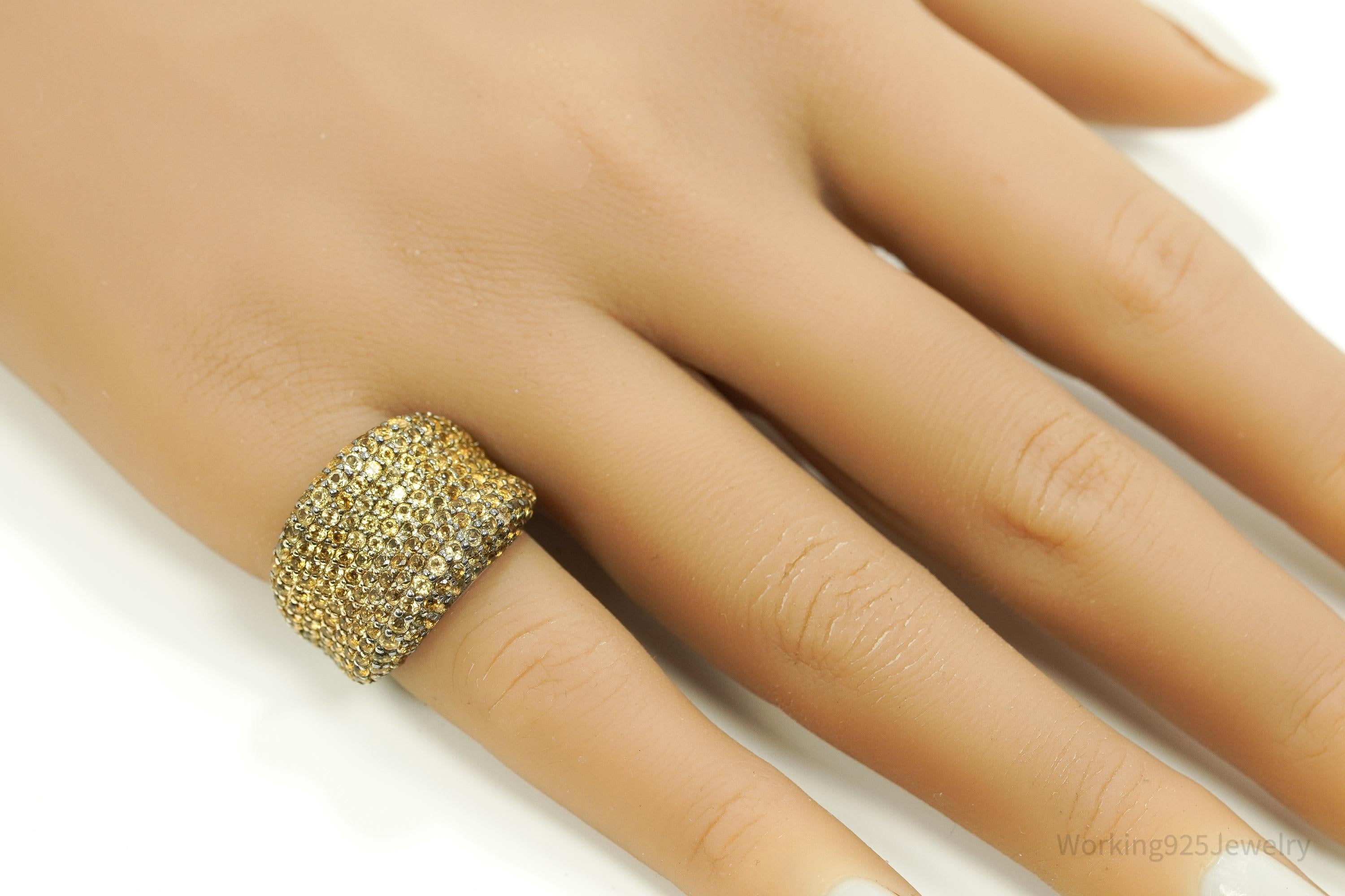 Vintage Citrine Sterling Silver Band Ring - Size 5