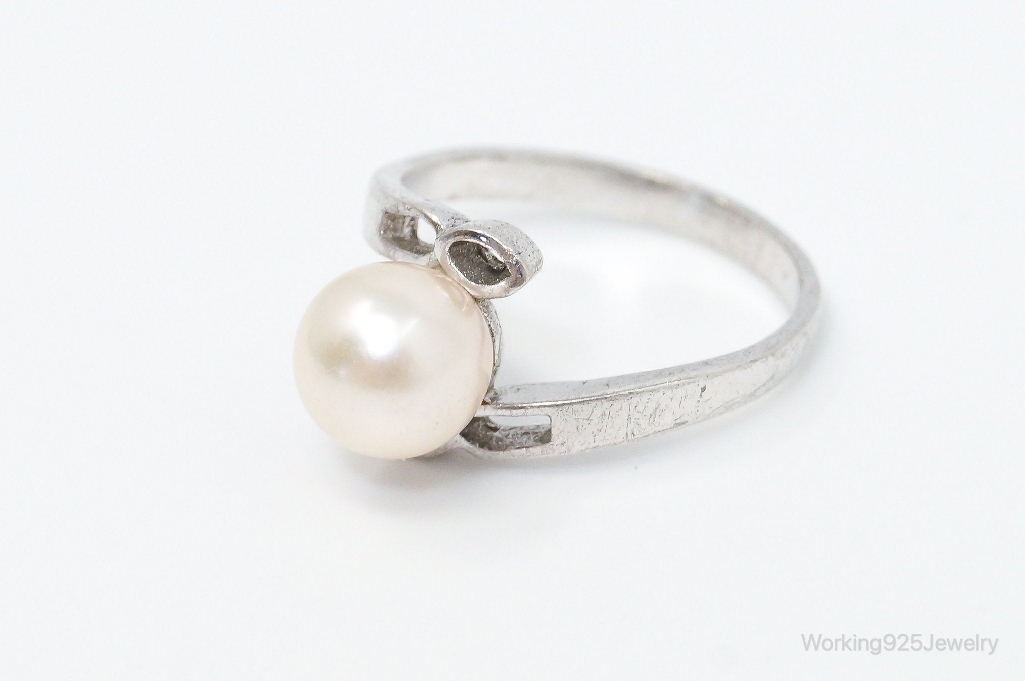 Vintage Pearl Sterling Silver Ring - Size 5.75