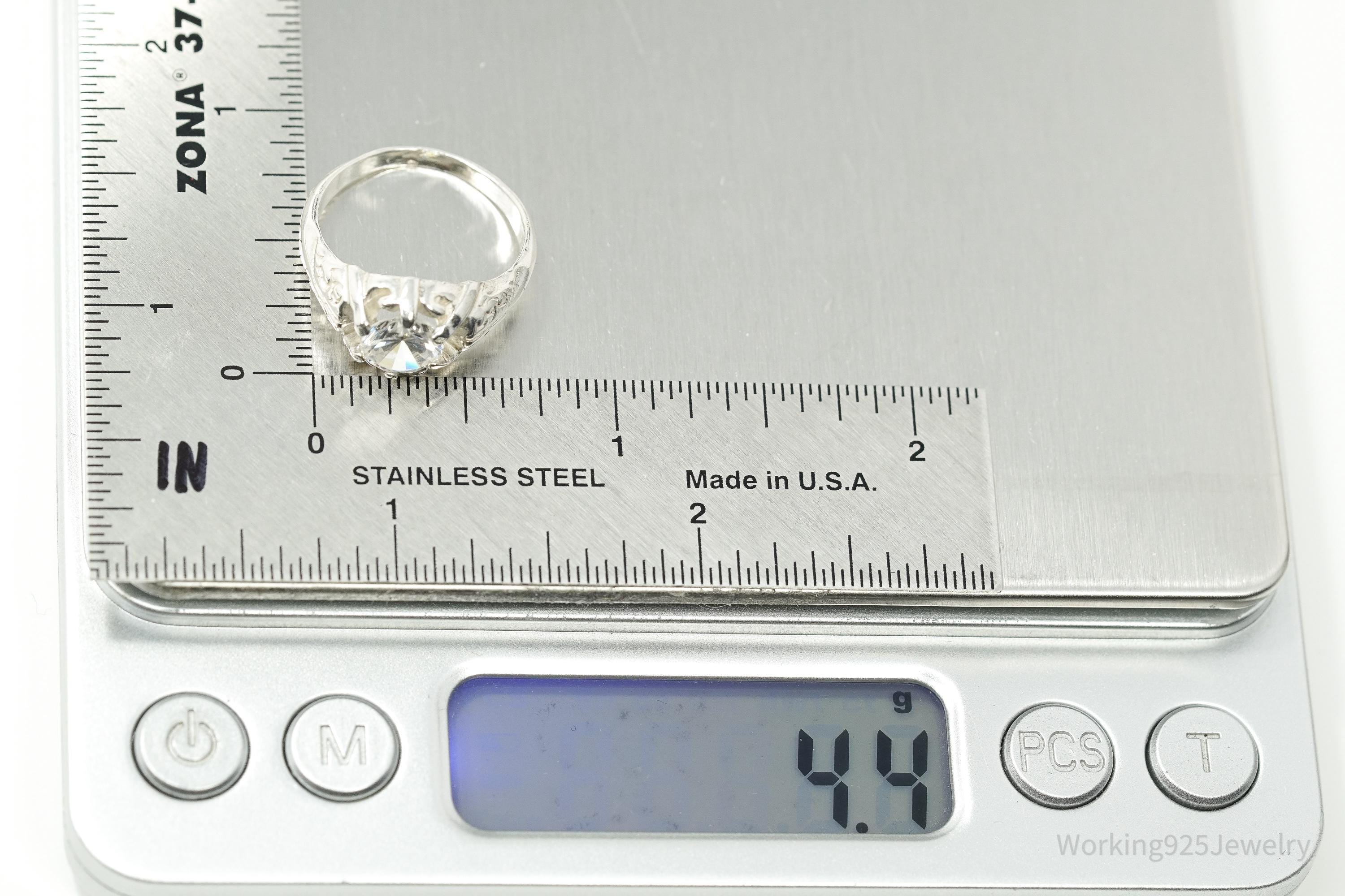 Vintage Cubic Zirconia Sterling Silver Ring - Size 7