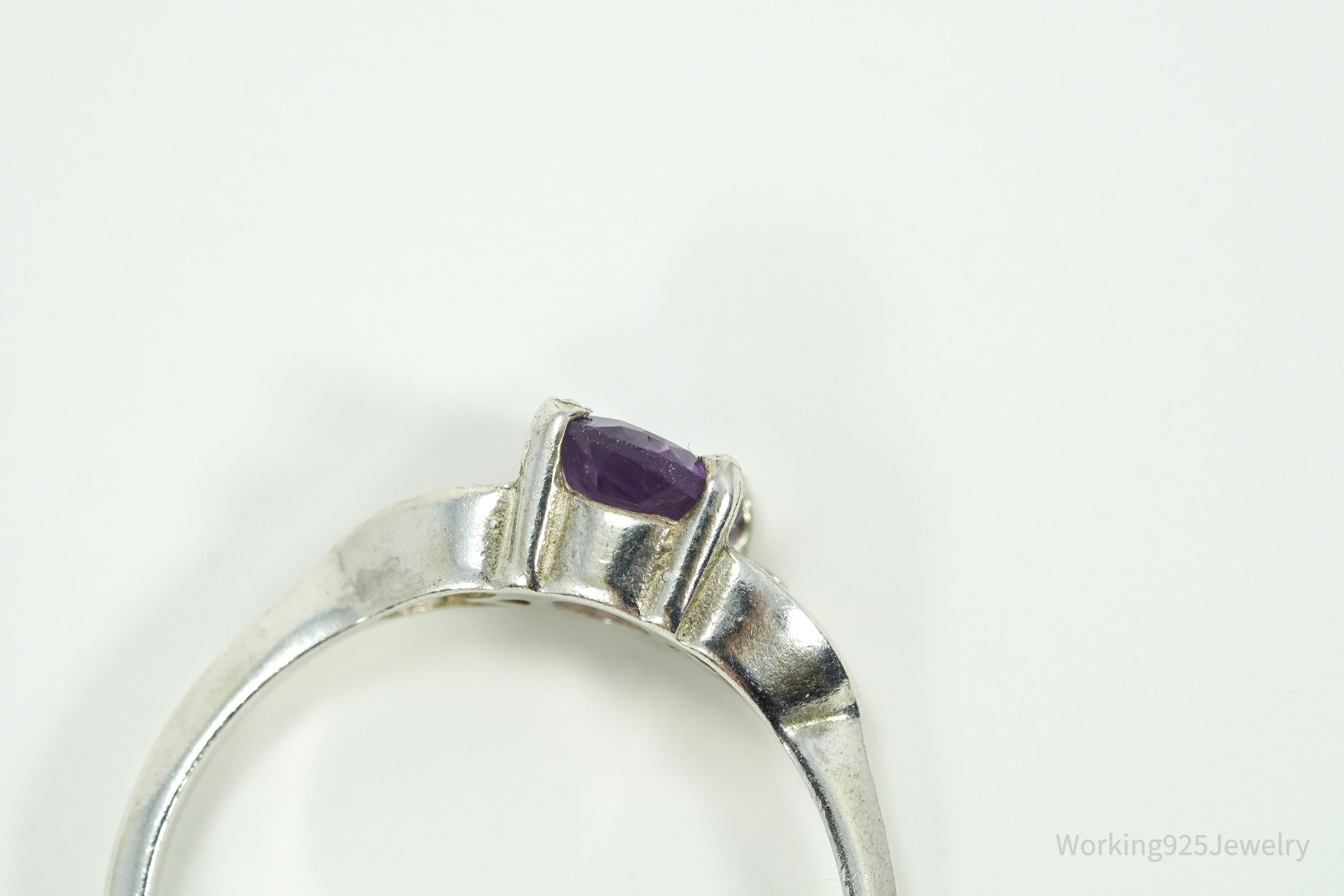Vintage Amethyst Sterling Silver Ring - Size 8.25