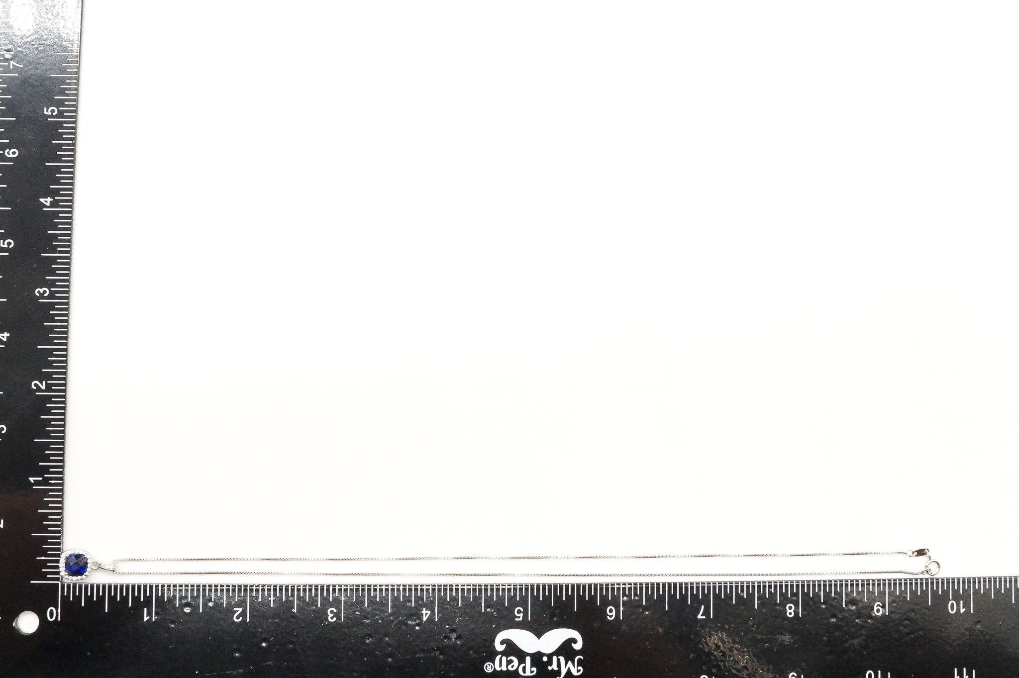 Blue Lab Sapphire Cubic Zirconia Sterling Silver Necklace