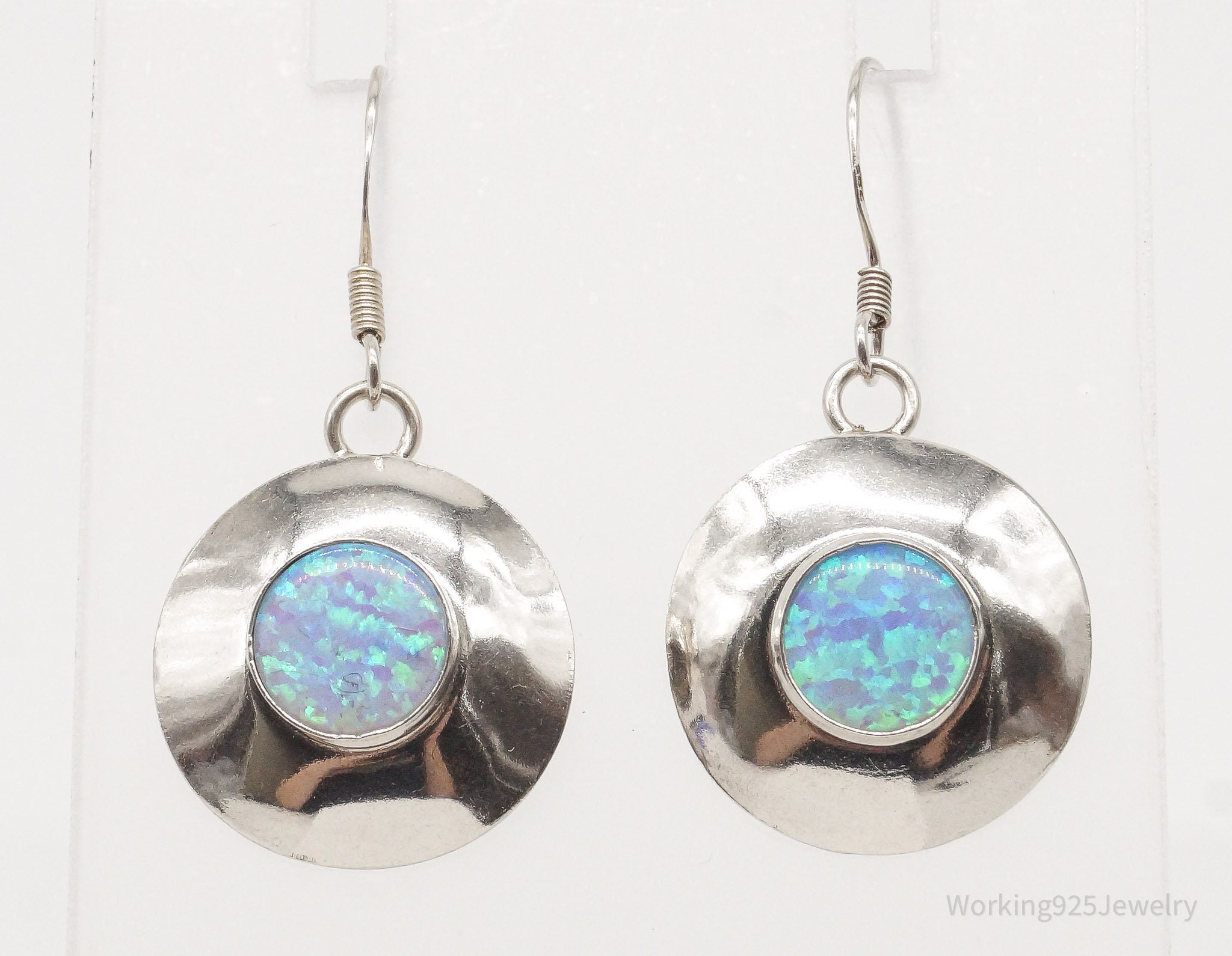 Vintage Blue Opal Sterling Silver Earrings