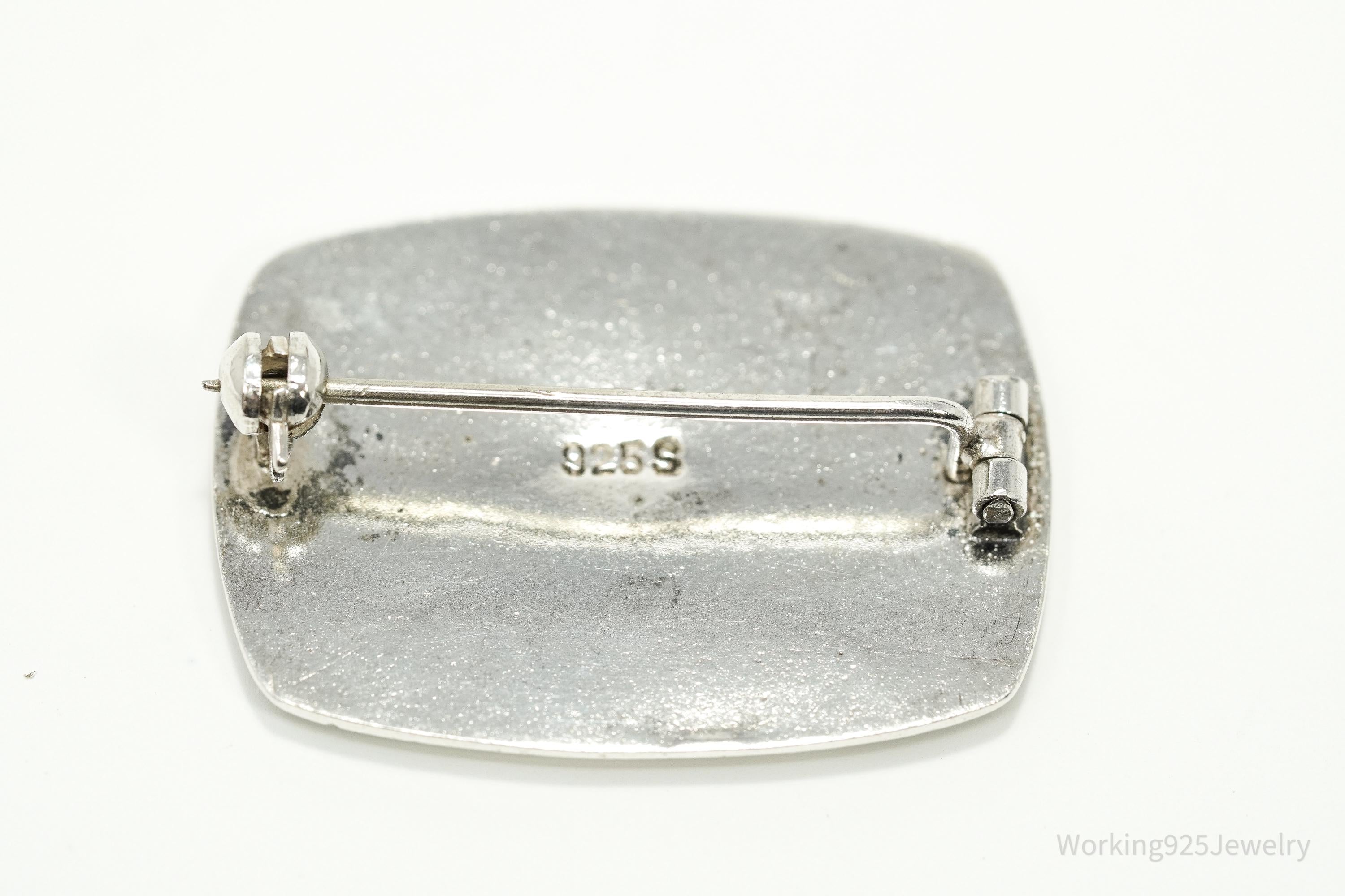 Rare Vintage Fish Enamel Modernist Sterling Silver Brooch Pin