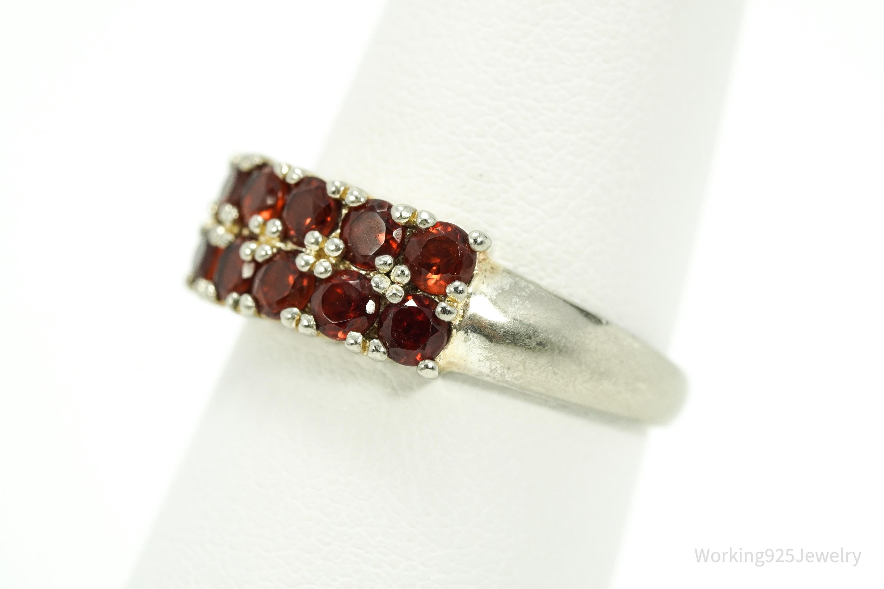 Vintage Garnet Sterling Silver Ring - Size 8