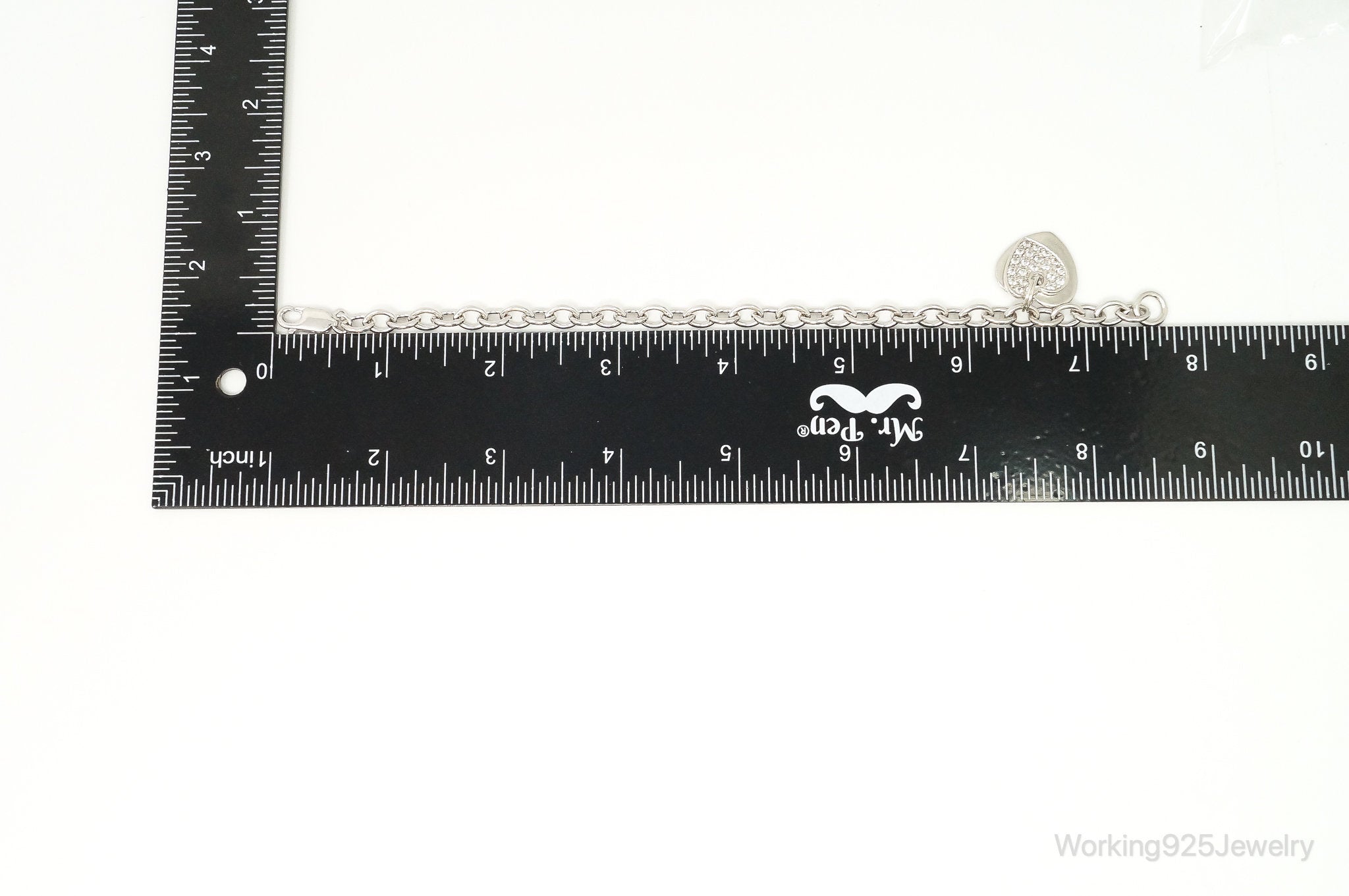 Designer Ross Simons Cubic Zirconia Heart Sterling Silver Bracelet