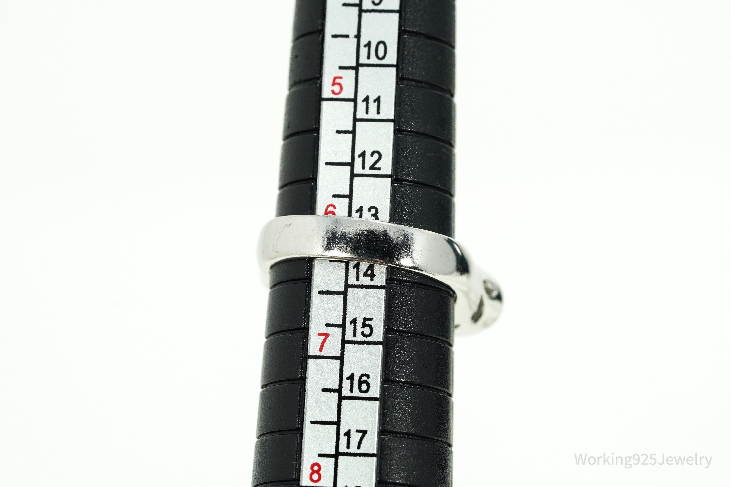 Vintage Cubic Zirconia Butterfly Sterling Silver Ring - Size 6.25