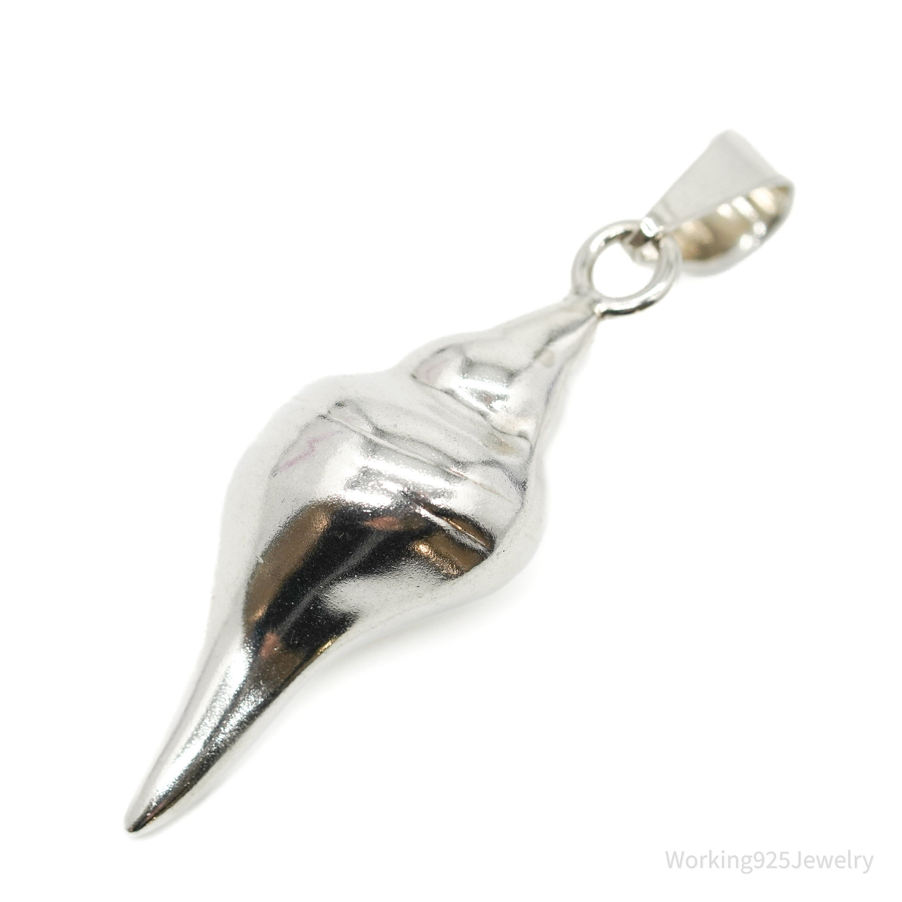 Vintage Mexico Large Sterling Silver Sea Shell Pendant 2 3/8"