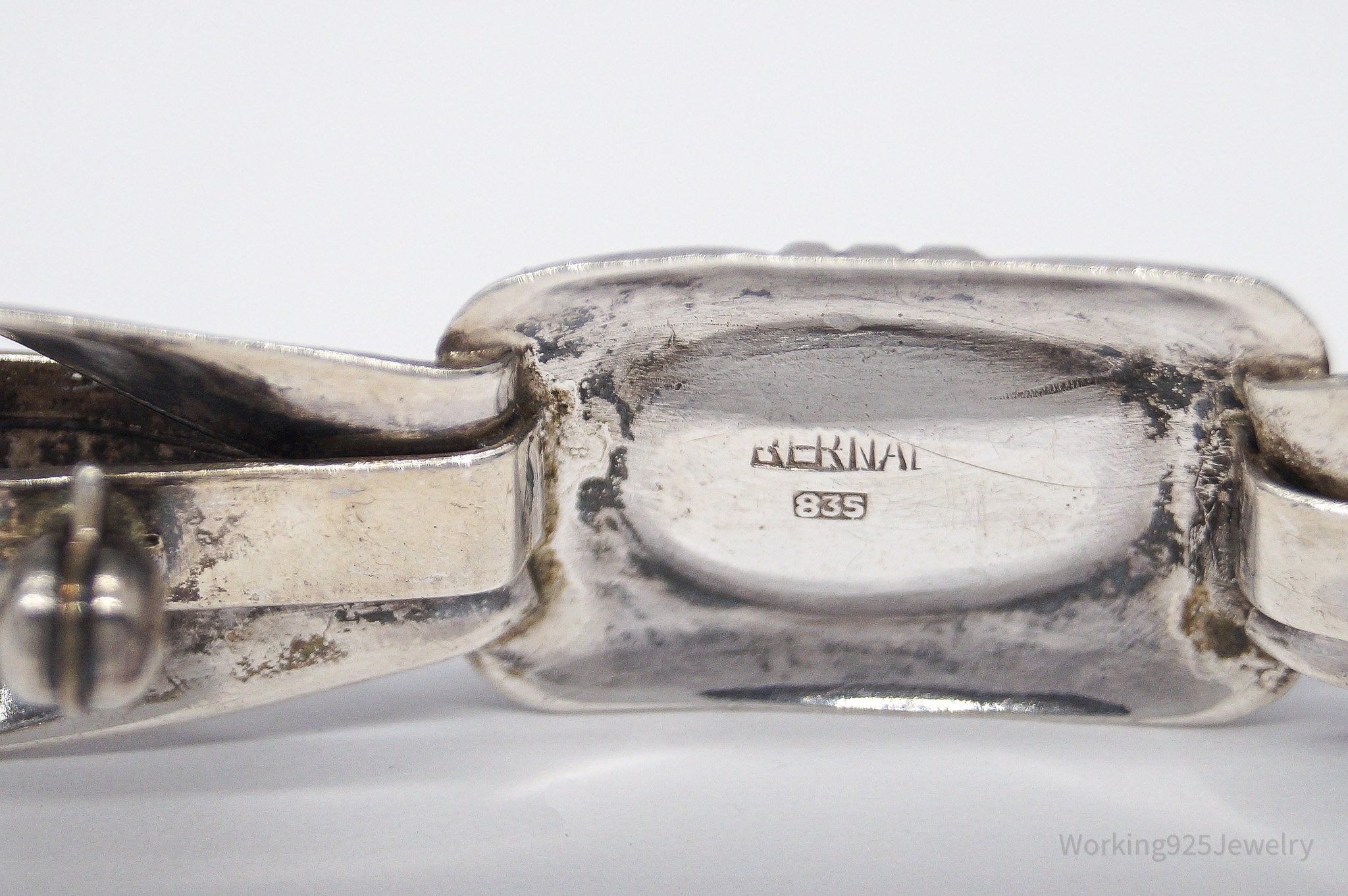 Antique Large Blue Stone Modernist Style 835 Silver Brooch Pin