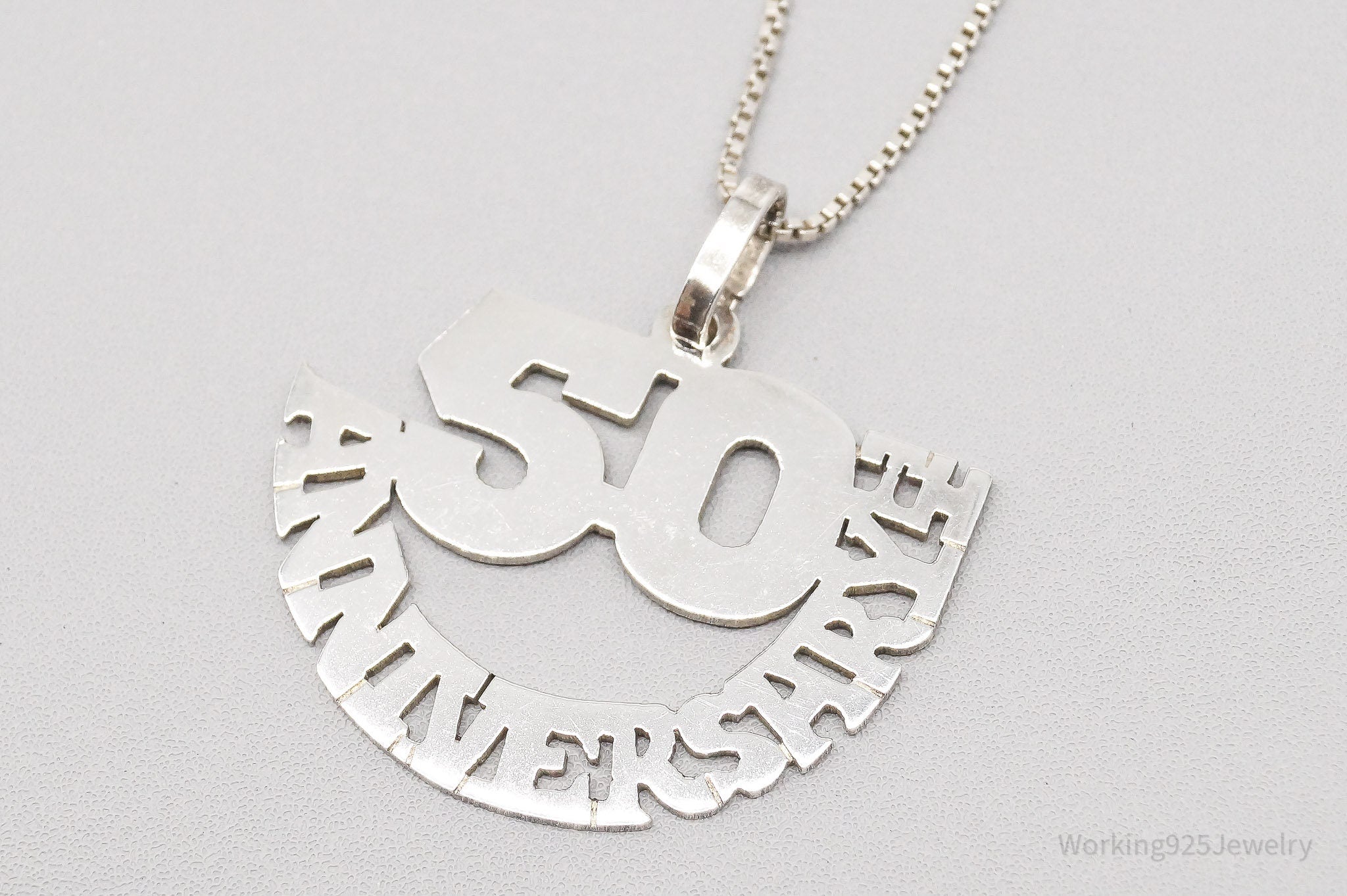 Vintage 50th Anniversary Sterling Silver Necklace - 18"