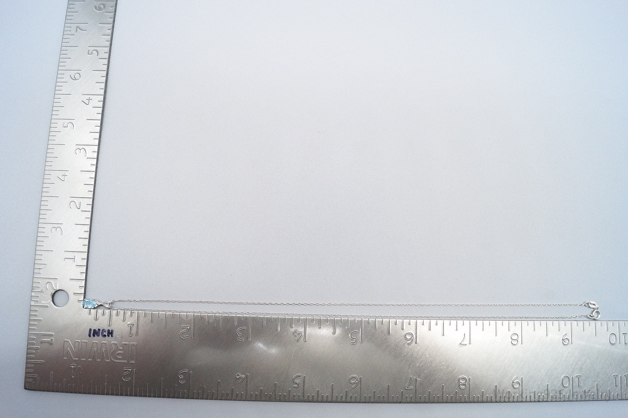 Vintage Blue Topaz & Diamond Sterling Silver Chain Necklace 18"