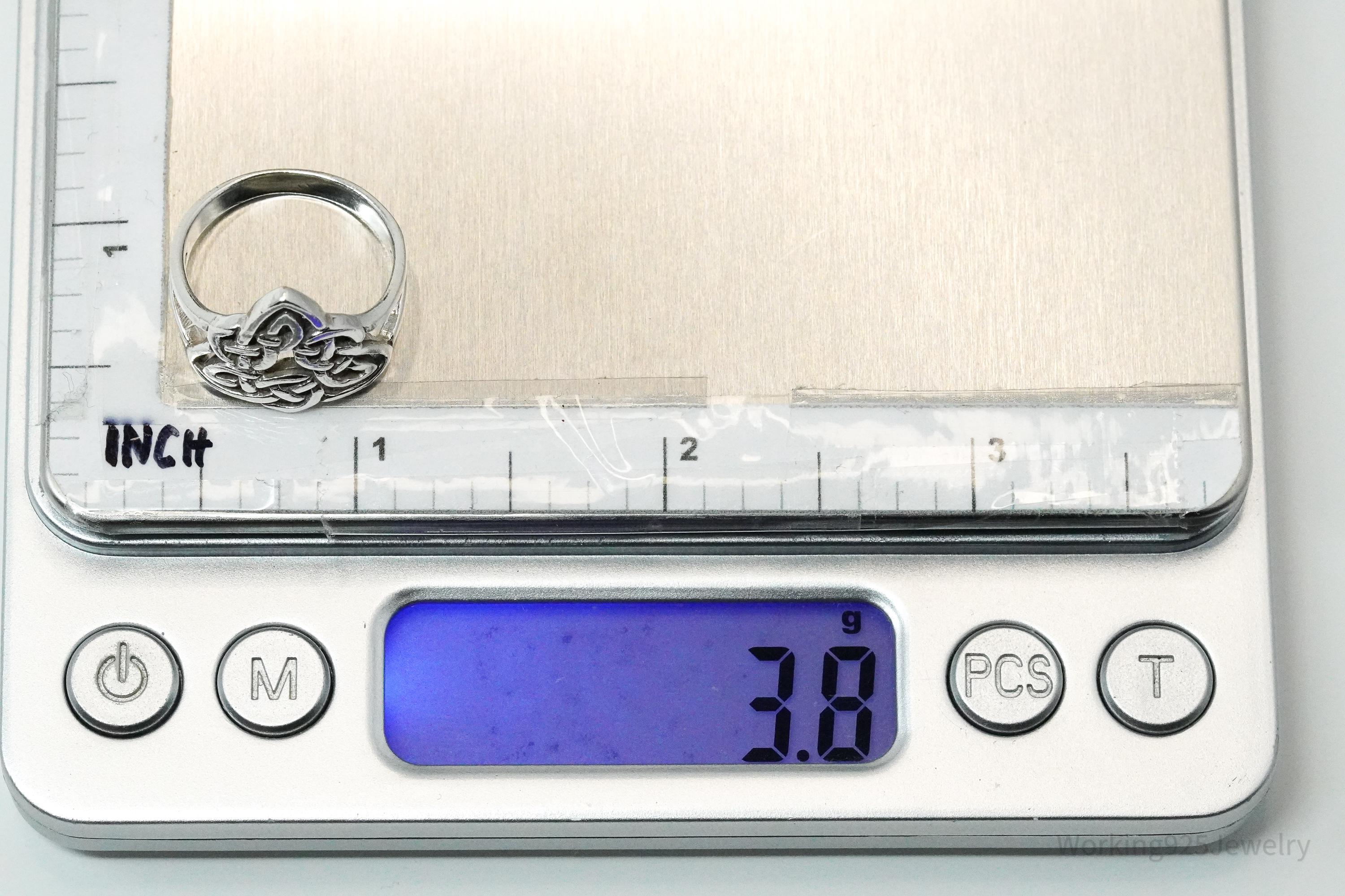 Vintage Celtic Knot Design Sterling Silver Ring - Size 6.5