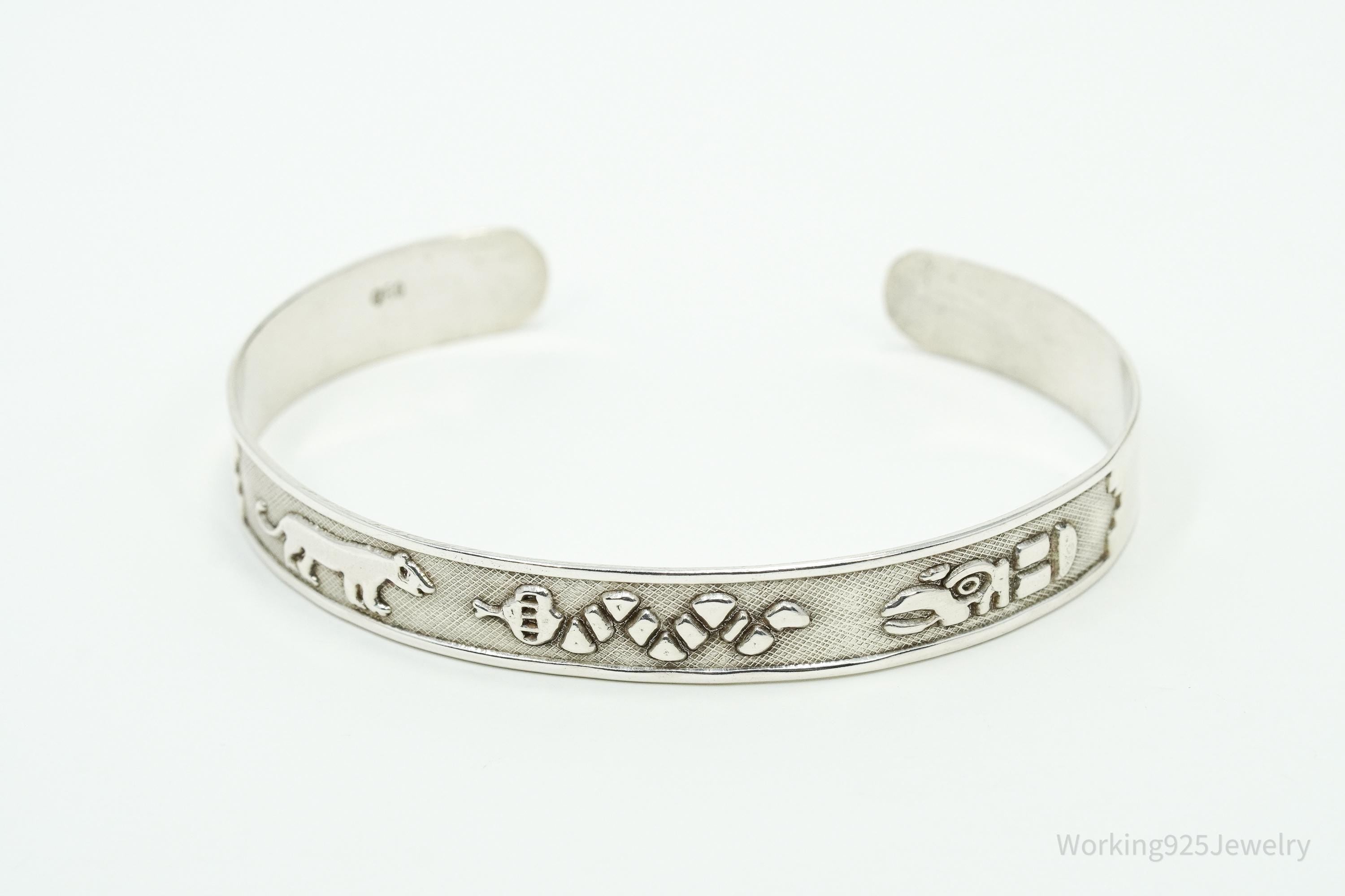 Vintage Tribal Style 950 Silver Bracelet 7"