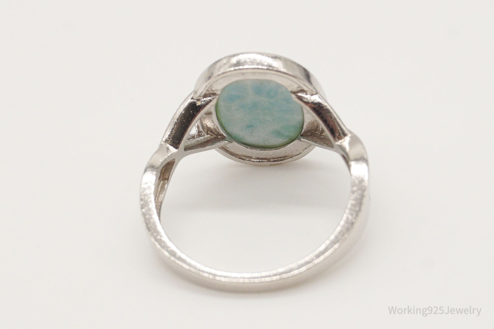 Vintage Blue Larimar Sterling Silver Ring - Size 9