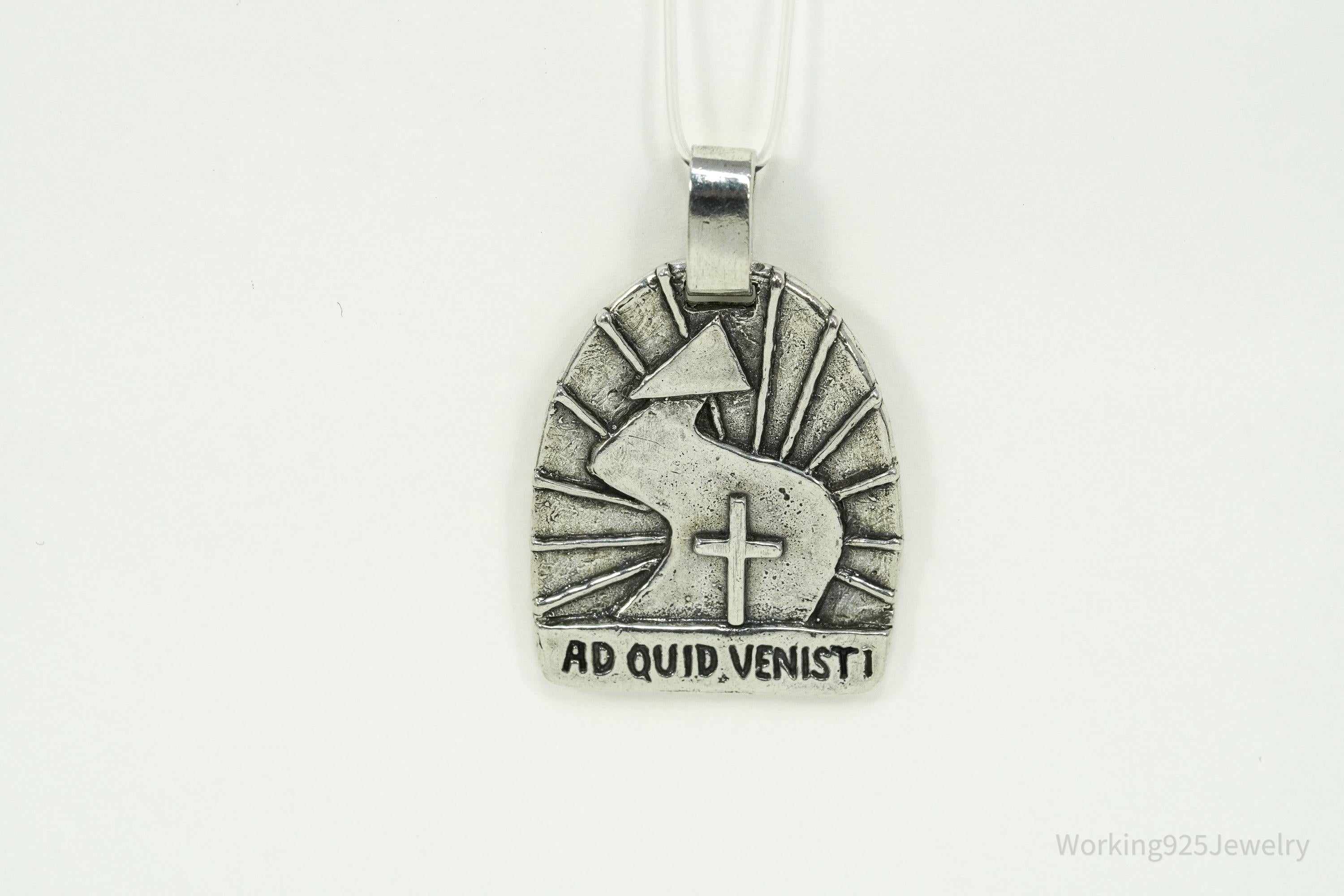 Vintage Acts 8 Sterling Silver Necklace Pendant 1 3/8"