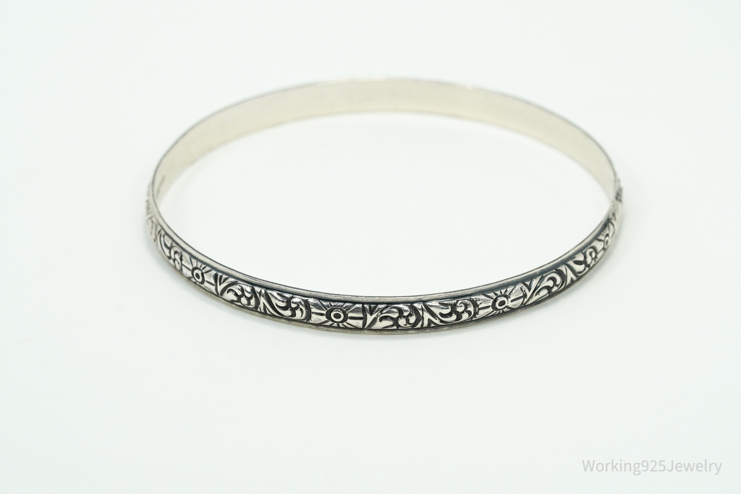 Antique Designer Danecraft Art Deco Pattern Sterling Silver Bracelet 7.75