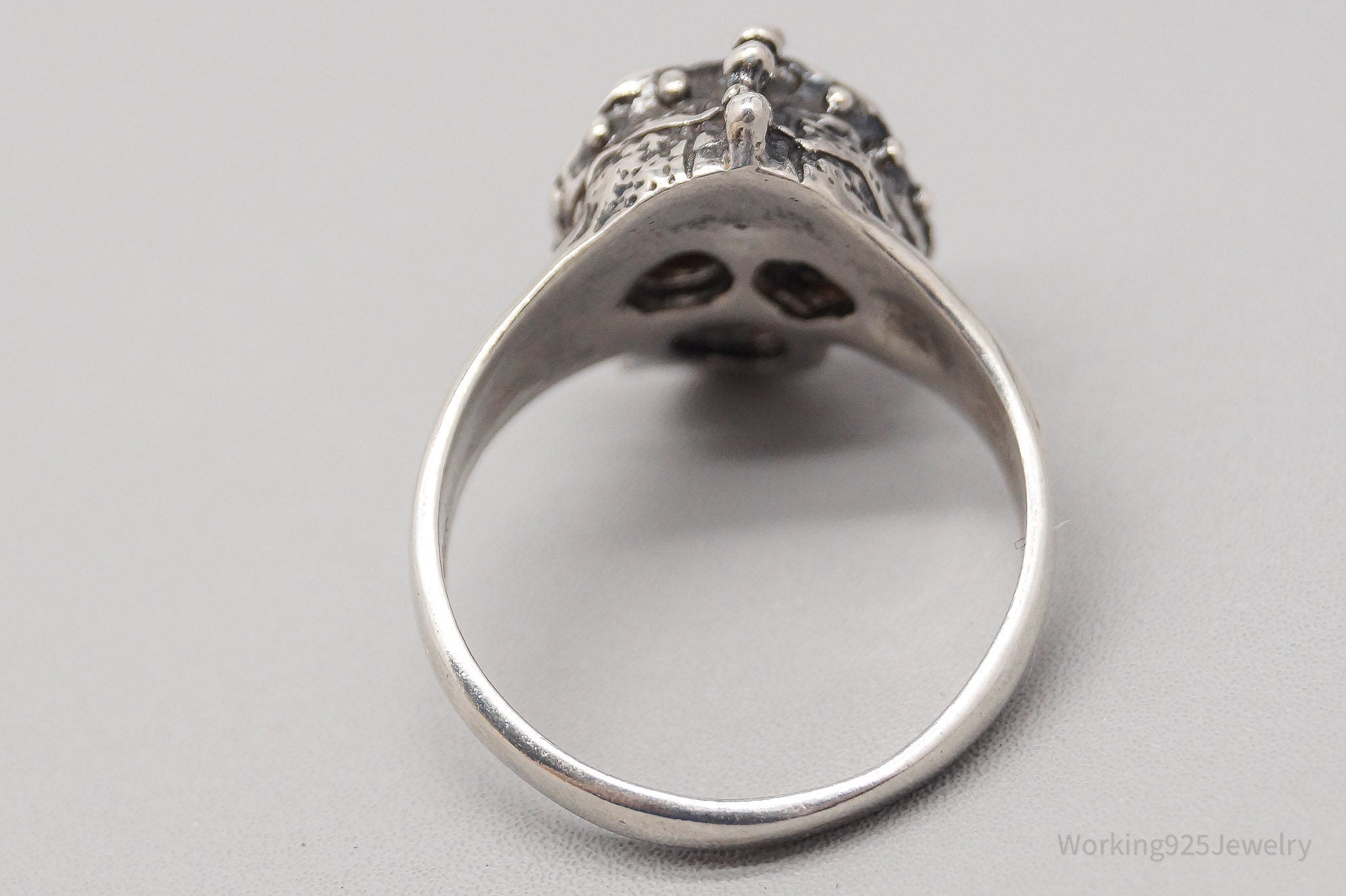 Vintage Detailed Skull Sterling Silver Ring - Size 12