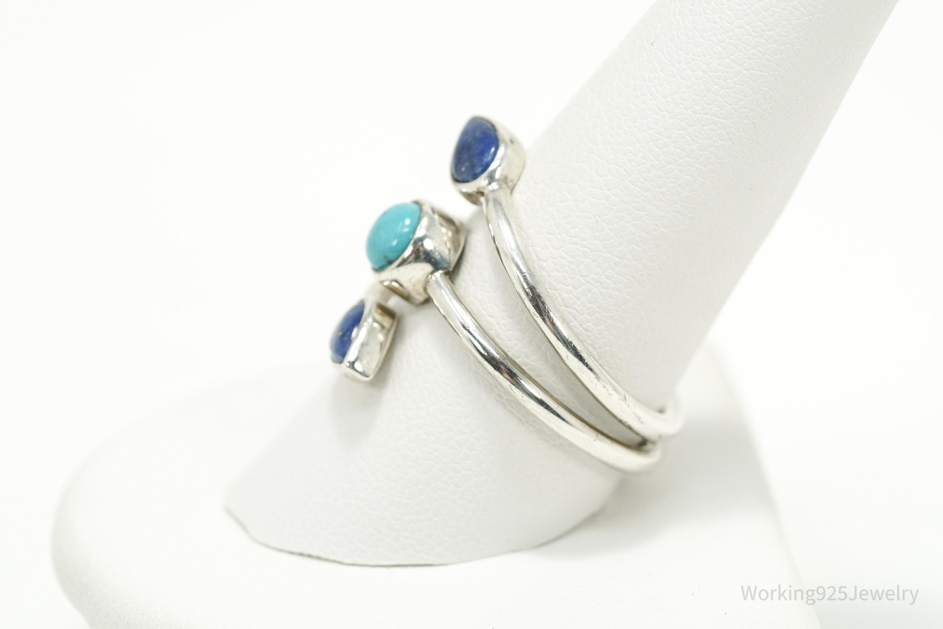 Vintage Whitney Kelly WK Wrap Ring Lapis Lazuli Turquoise Sterling Silver 10.25