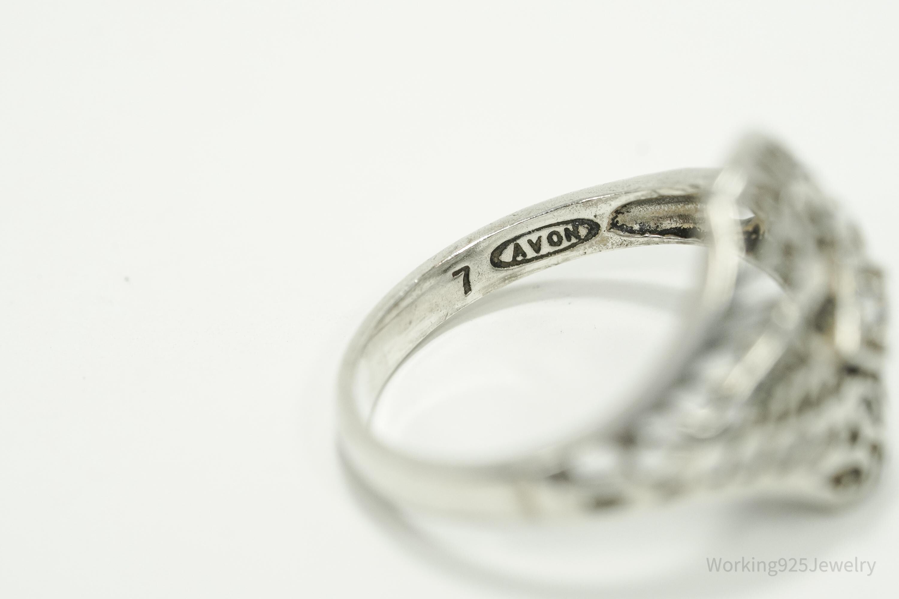Vintage Avon Cubic Zirconia Sterling Silver Ring - Size 7