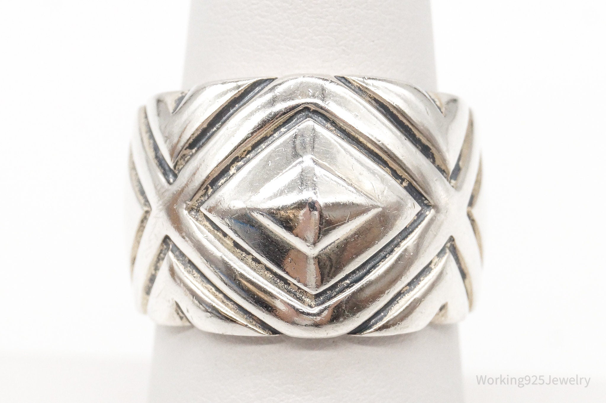 Vintage Sleek Design Sterling Silver Band Ring - Size 7.25