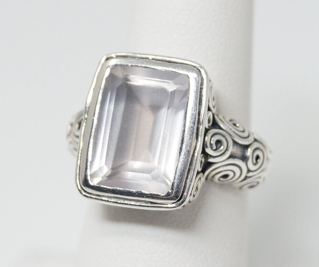 Vintage White Topaz Sterling Silver Statement Ring - Sz 6.5