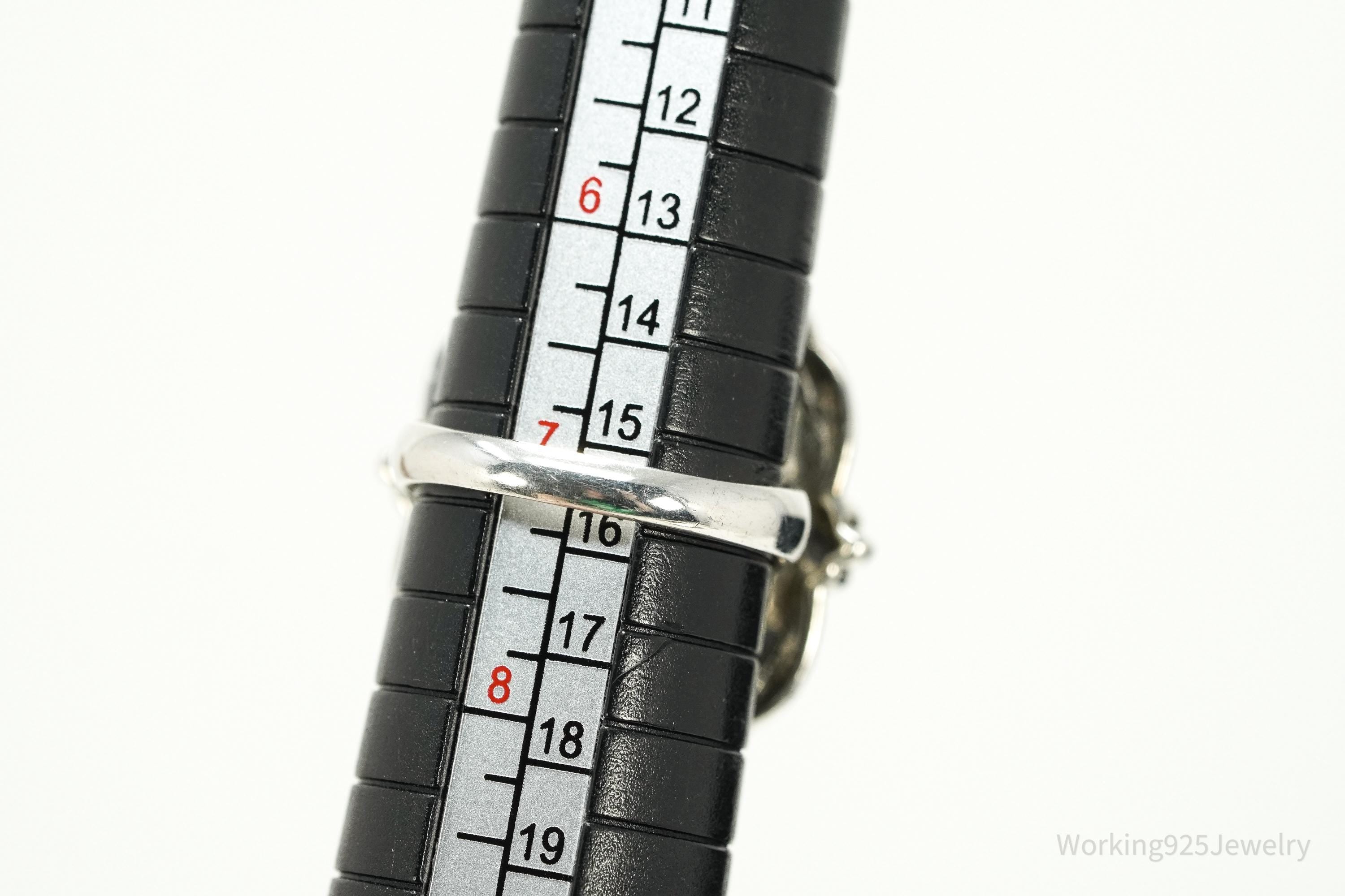 Vintage BBJ Sterling Silver Ring • Large Oval Turquoise Cabochon Size 7