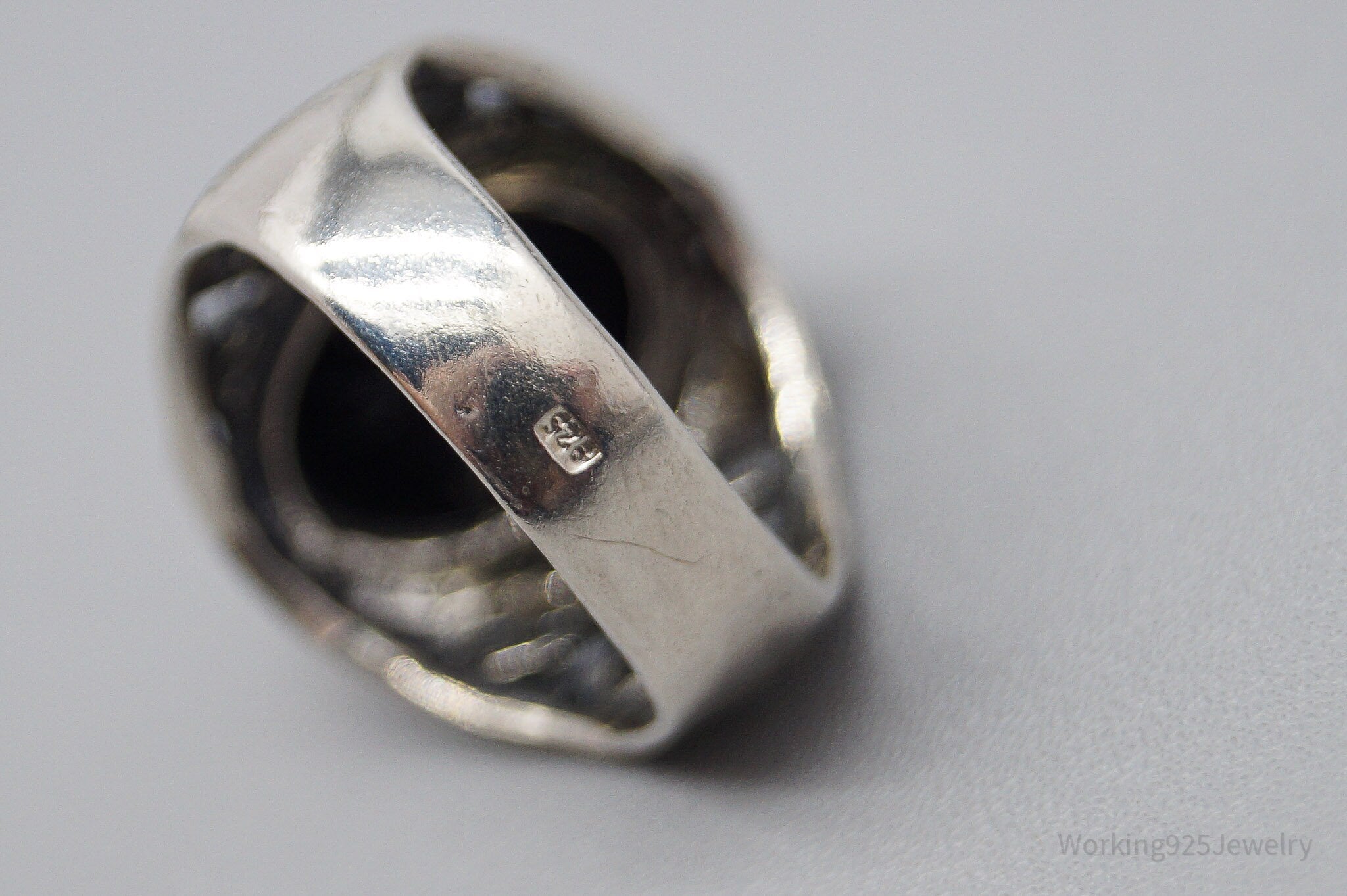 Vintage Amber Sterling Silver Ring - Size 5.25