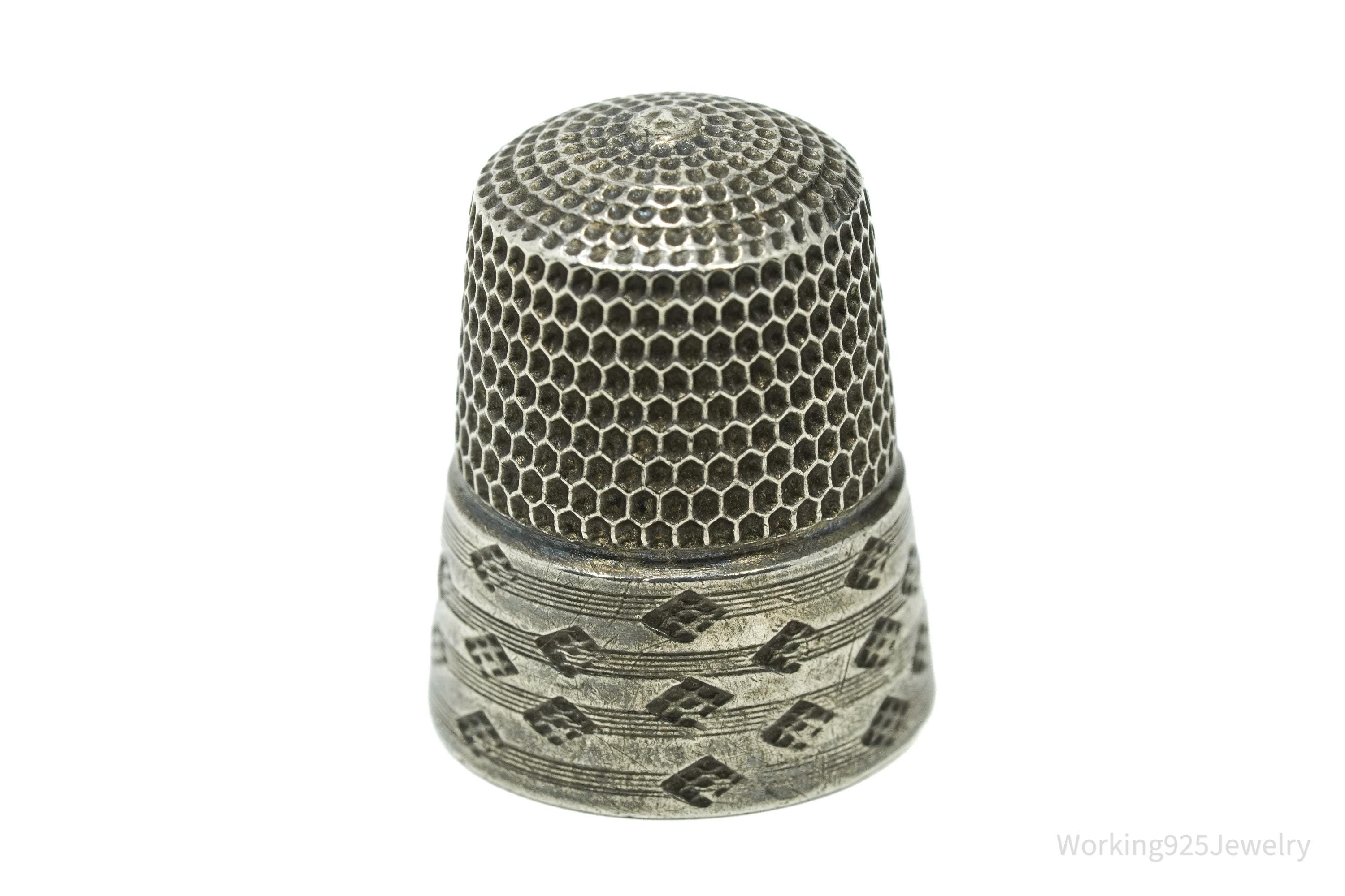 Antique Simons Bros & Co Dome Sterling Silver Thimble Size 10