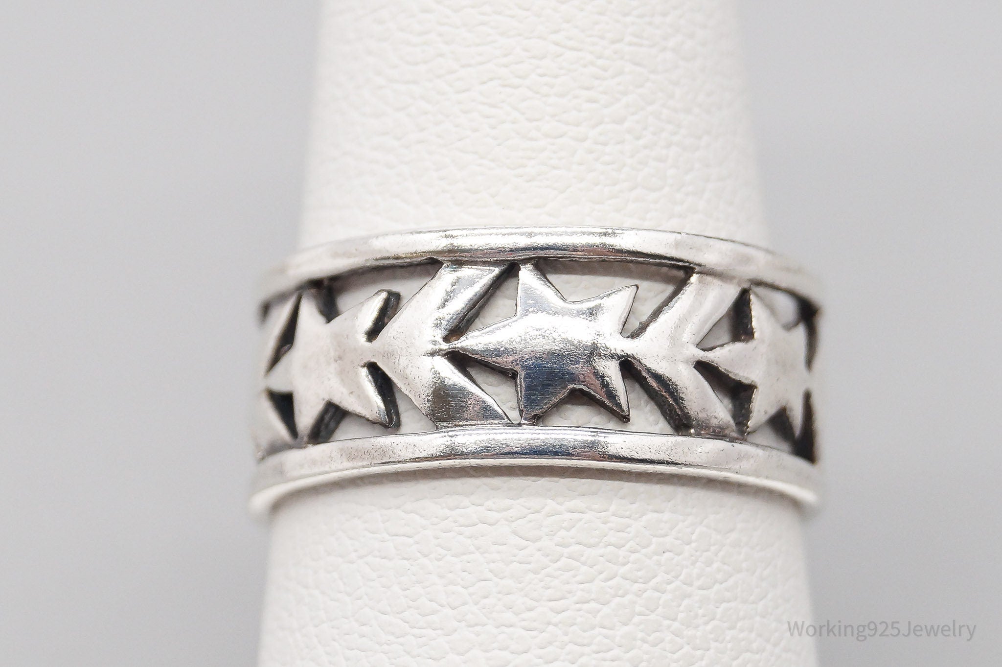Vintage Boma Star Pattern Sterling Silver Band Ring - Size 7.25