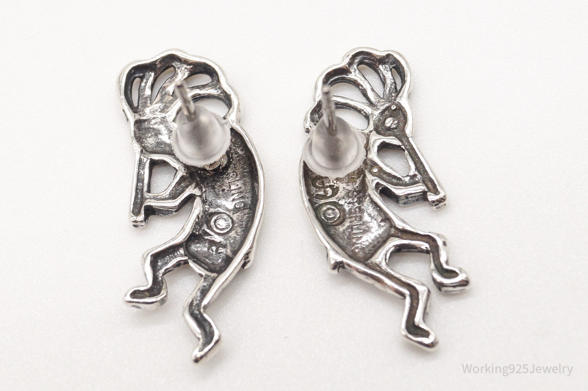 Vintage Native American Dancing Kokopelli Sterling Silver Earrings