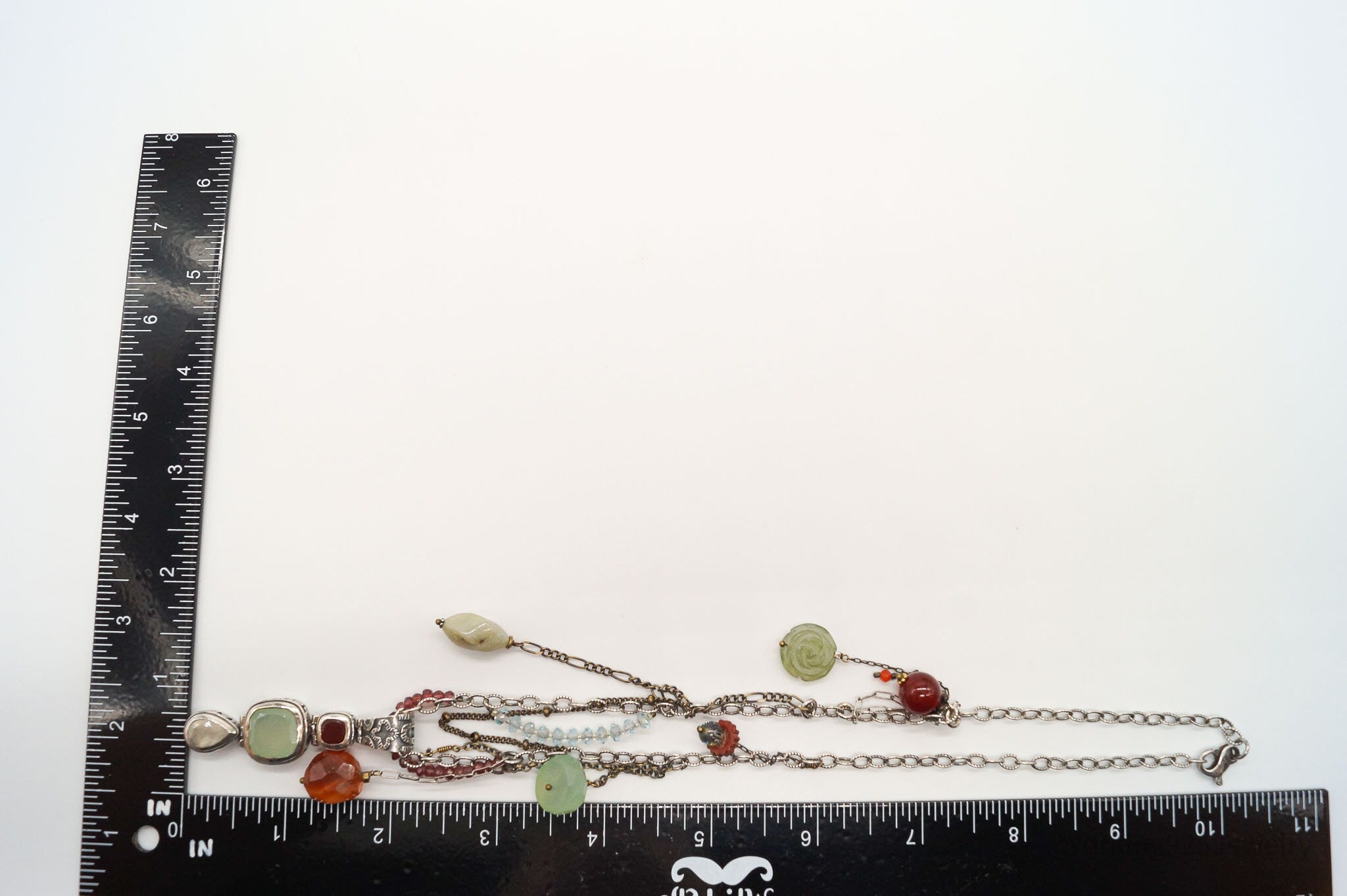 Vintage Multi Gemstone Bead Sterling Silver Necklace