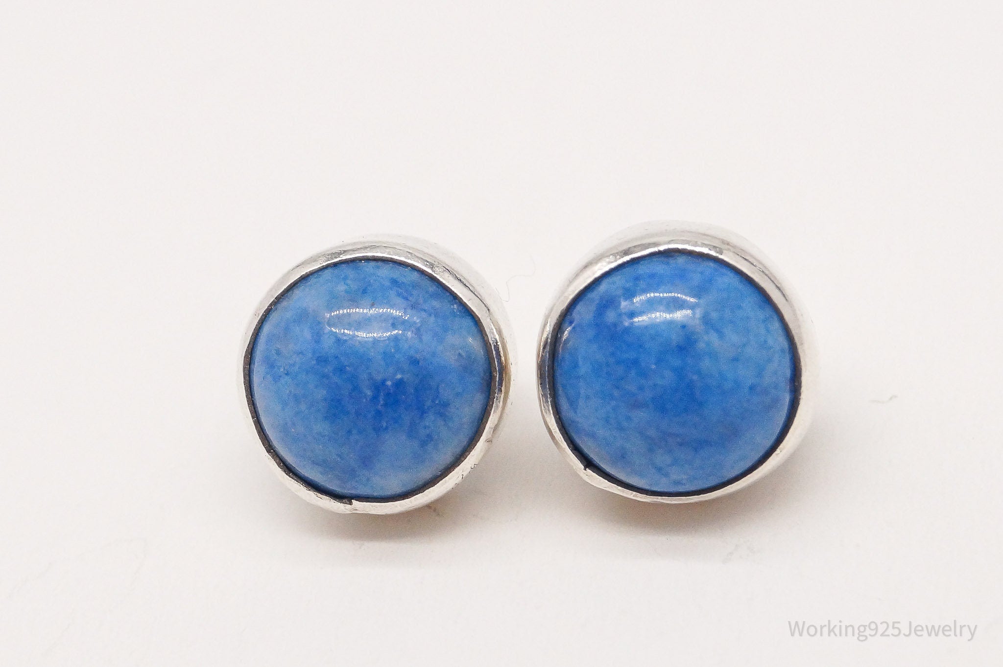 Vintage Lapis Lazuli Silver Stud Earrings