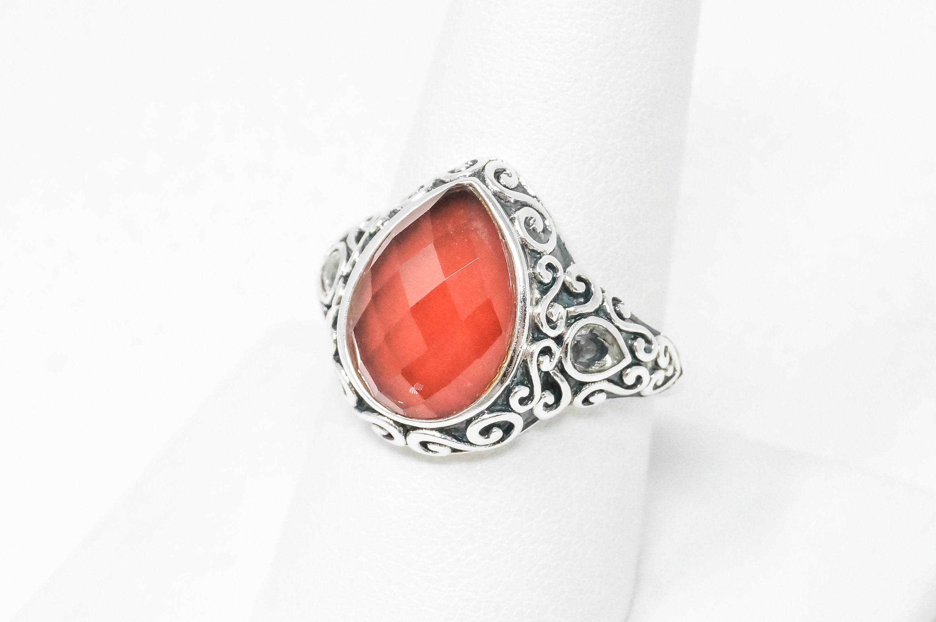 Vintage Thailand Designer Quartz Sterling Silver Ring - Sz 9