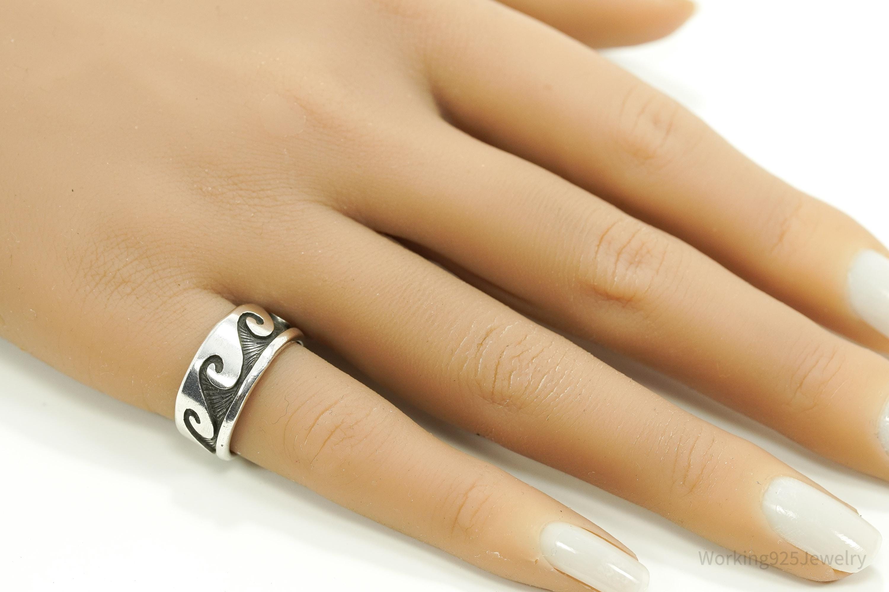 Vintage Native American Waves Sterling Silver Band Ring - Size 6.5