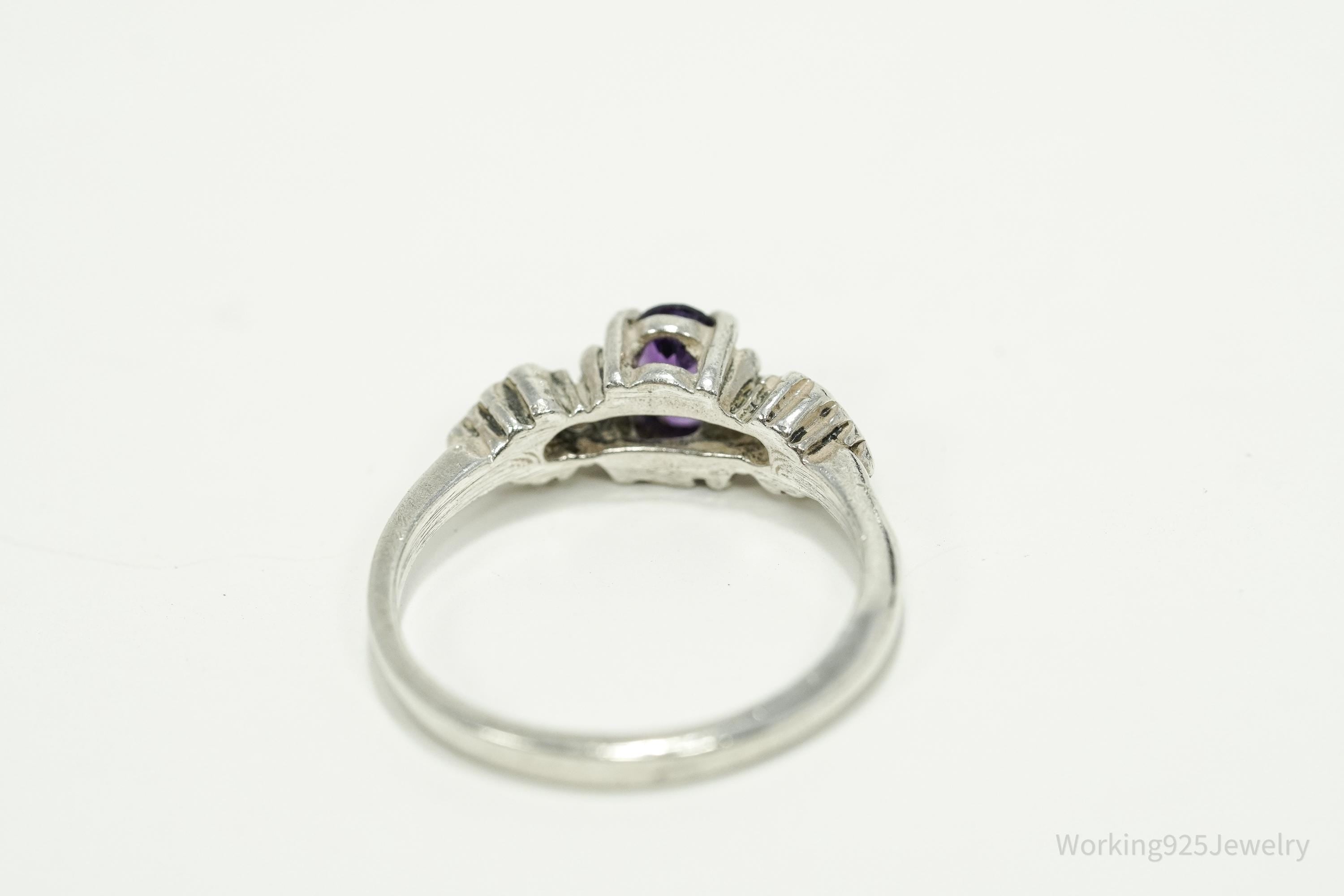 Vintage WMCO Purple Amethyst Sterling Silver Ring - Size 7.25