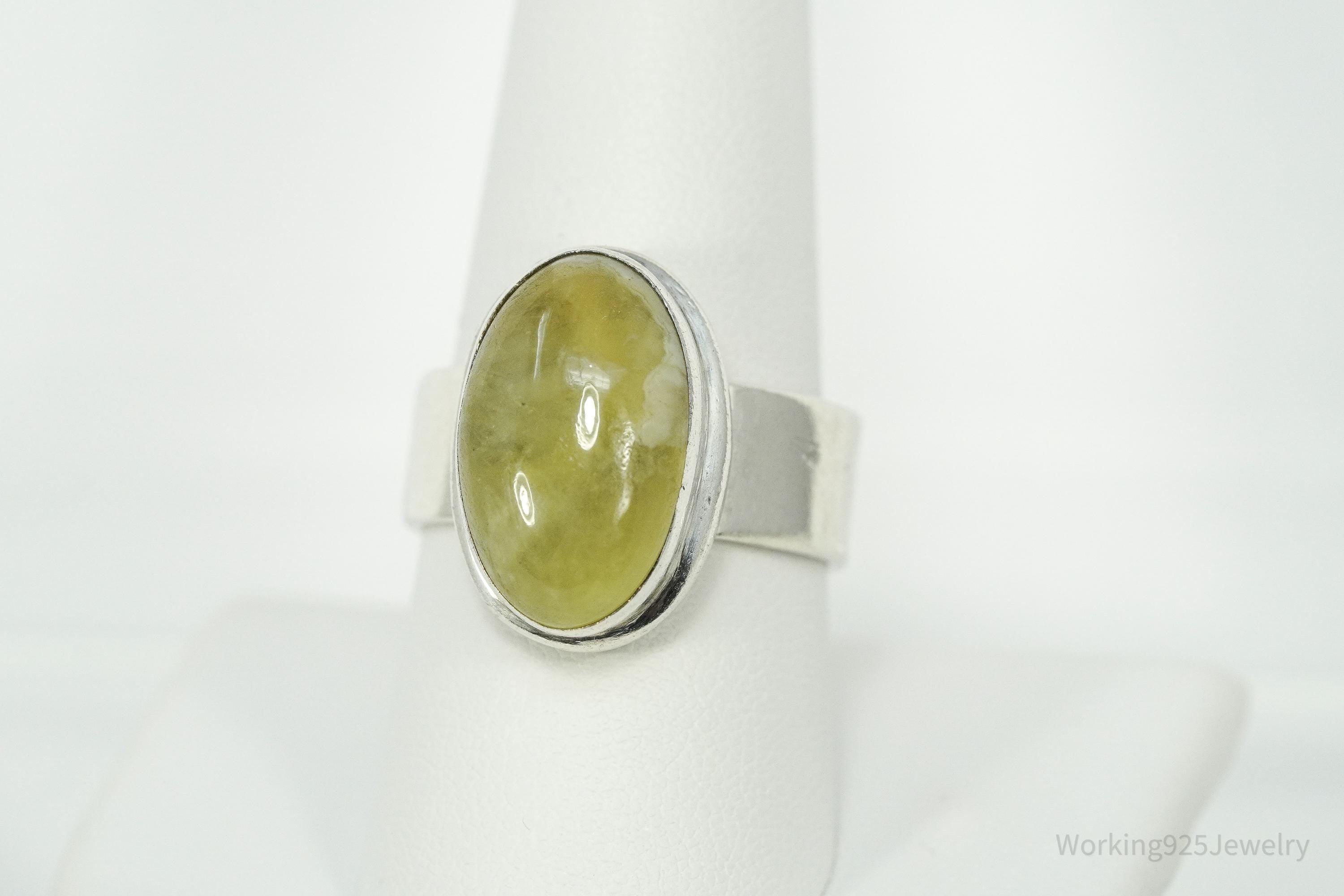Vintage Lemon Citrine Sterling Silver Wrap Ring - Size 9 Adjustable